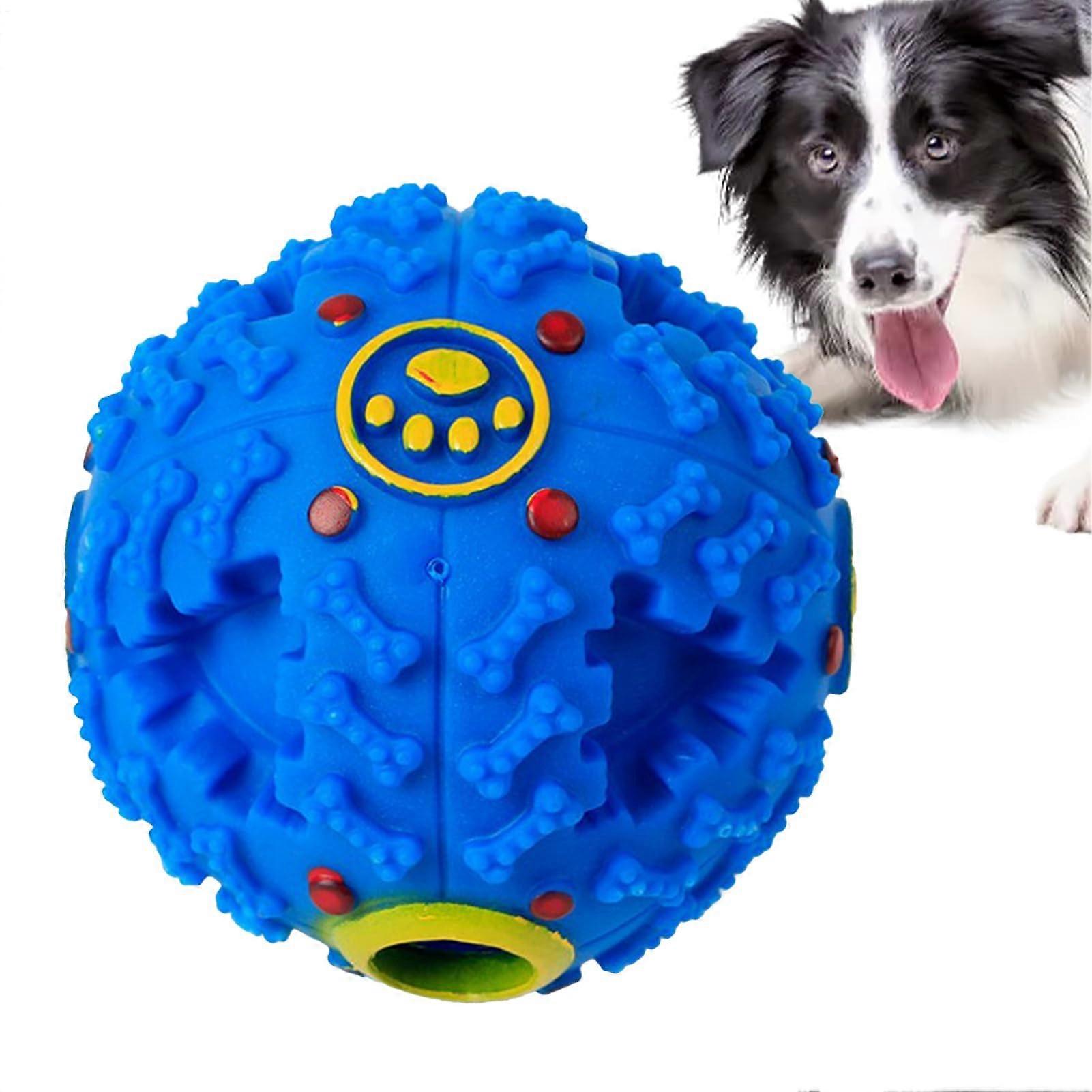 Interactive Pet Toy – Giggly Ball for Dogs prepares the toy with bite sounds, puzzle treats  Fun and stimulating biteresistant activity, blue.