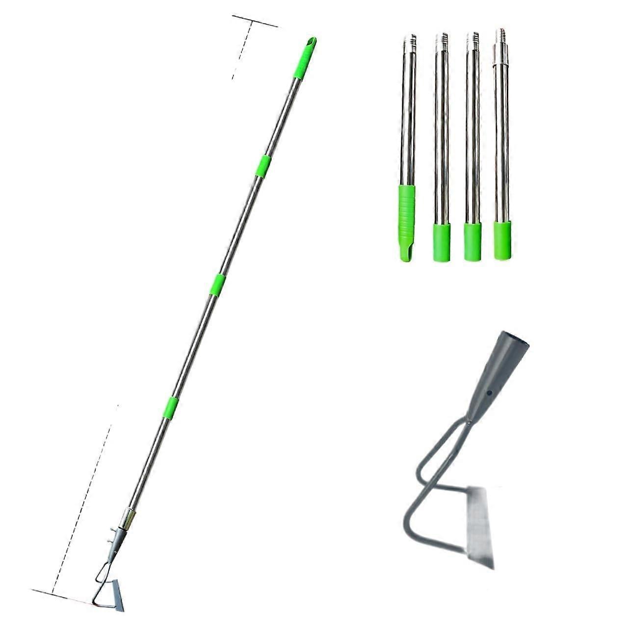 Weed Rake for Garden Soft Soil, Easy-Use Weed Puller with 4-Section Pipe Assembly