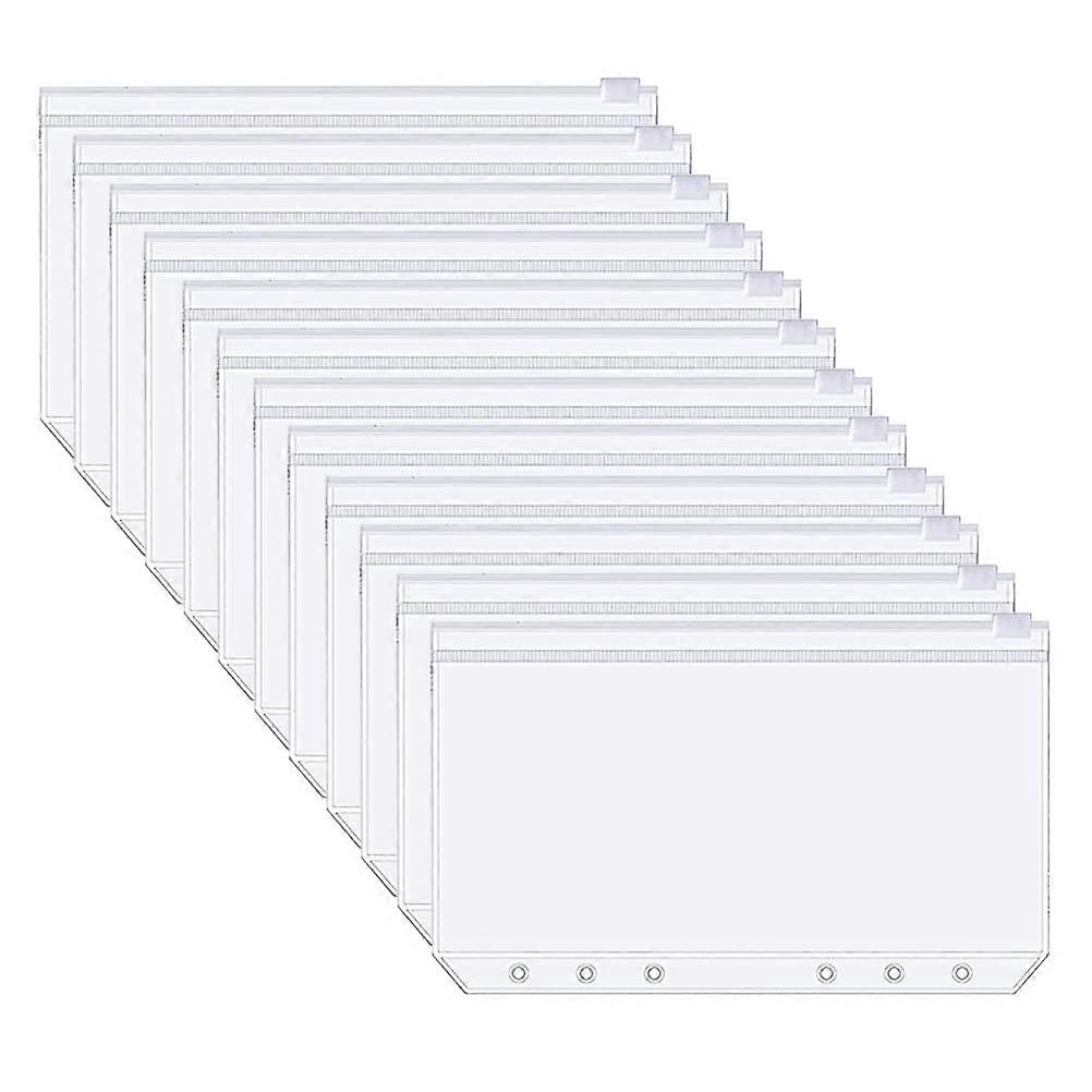 A6 Folder Pockets, Clear 6 Hole Folder Pockets with Zipper, 12 Pieces Zipper Folder, Waterproof Money Budget Envelopes for Notebook Planner