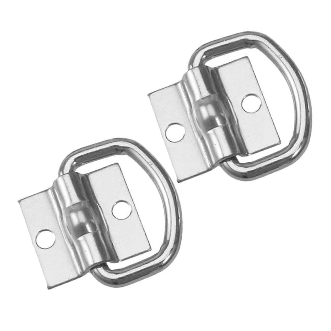 2 D Rings for Truck Heavy-Duty Tie-Down Eyes for Trailer Versatile Load Securement Silver Durable Metal Design