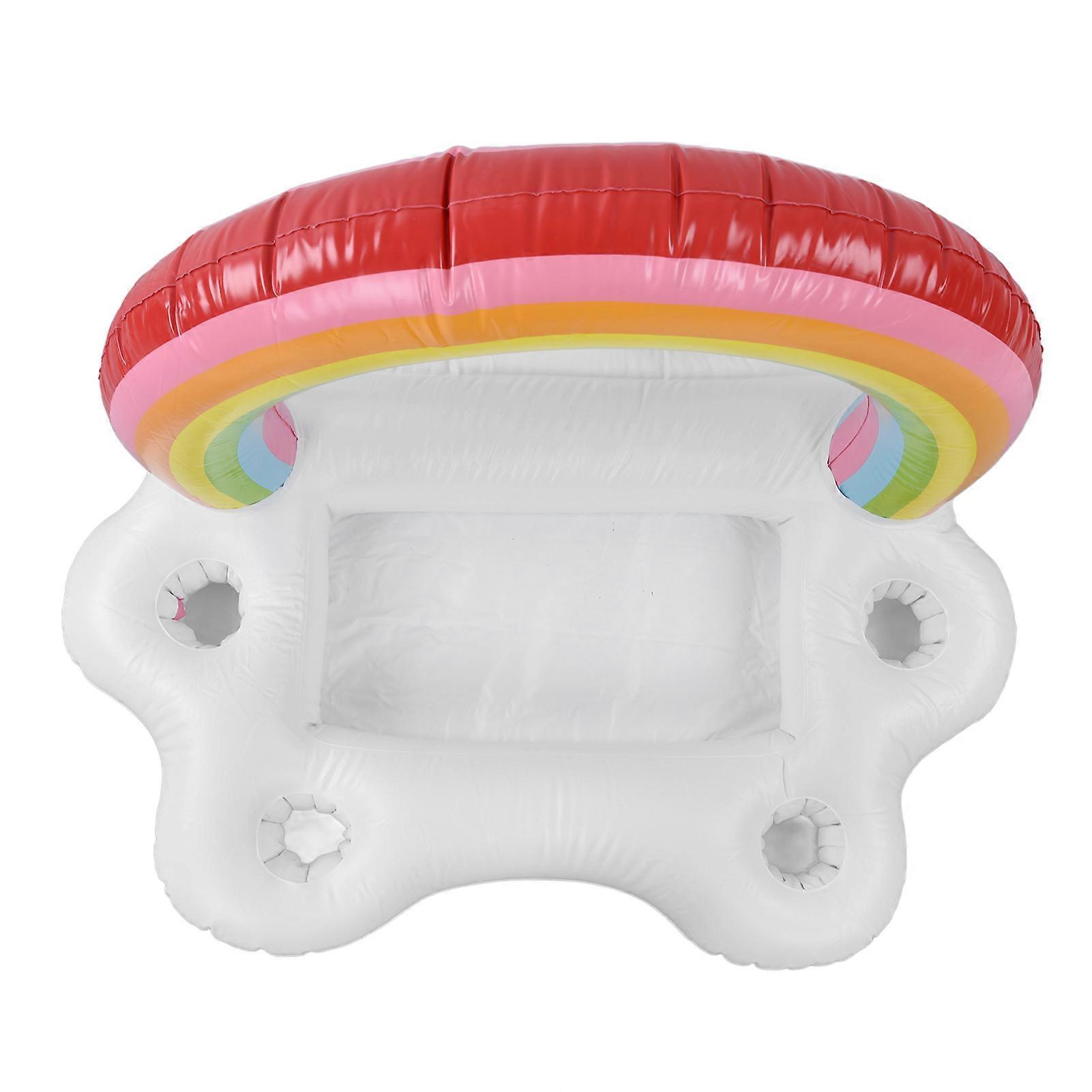 Inflatable Rainbow Cloud Drink Holder Floating Beverage Salad Fruit Serving Bar Pool Float Tool
