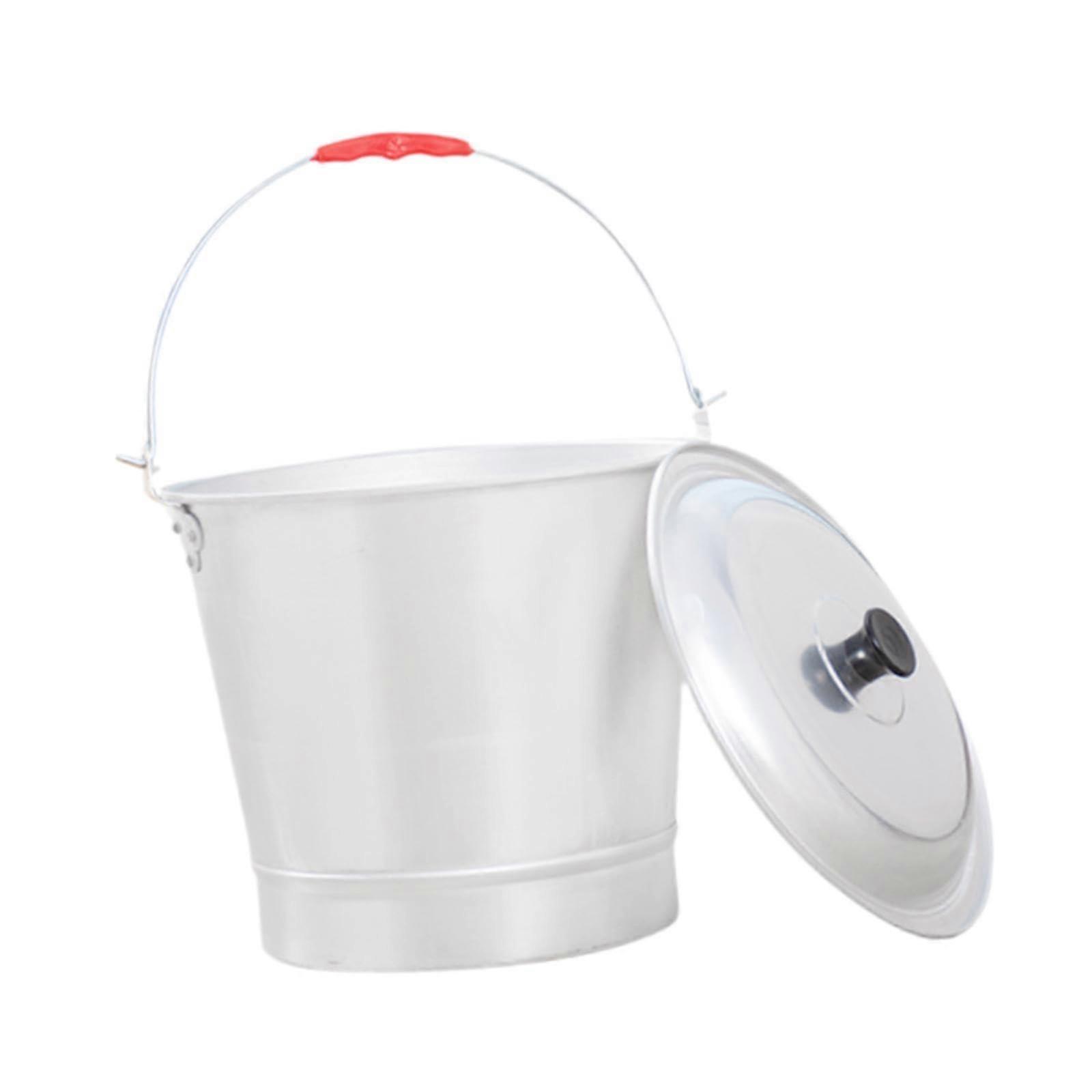 Metal Water and Milk Bucket with Handle and Lid, 9L Capacity for Household and Farm Use