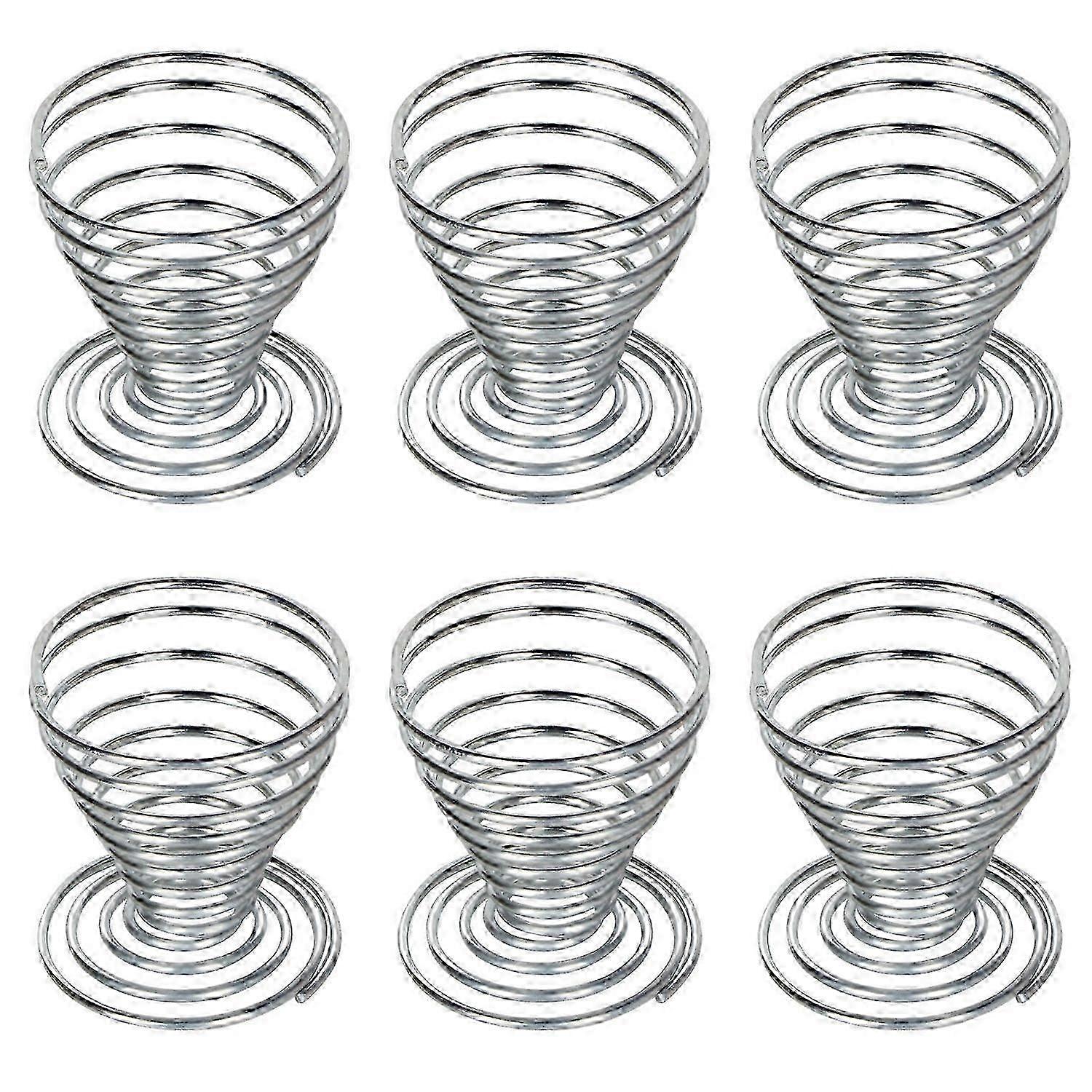 Eierbecherhalter mit Spiralfeder aus gebürstetem Stahldraht - 6er Pack