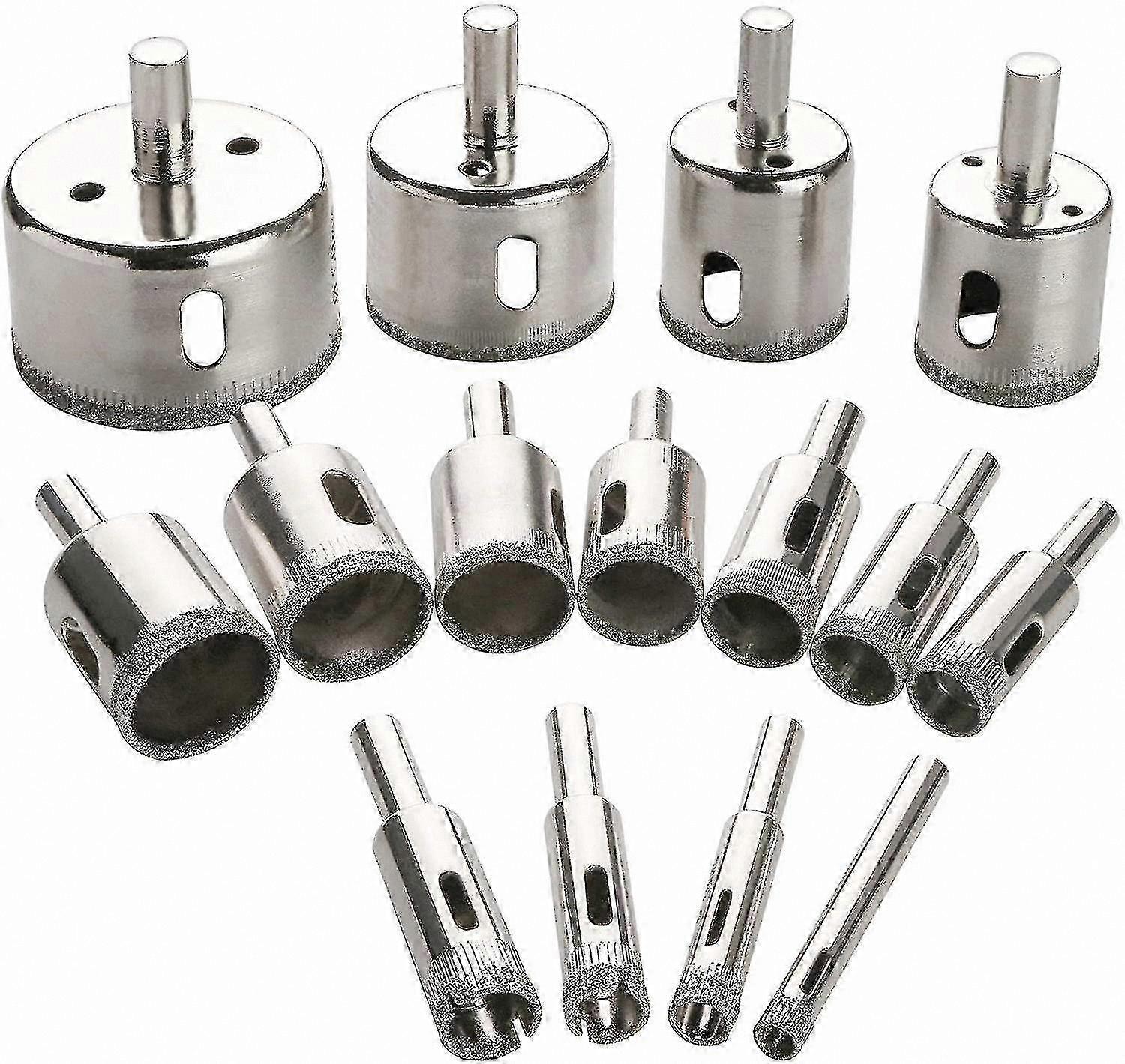 15-Piece Diamond Drill Bit Set for Glass, Marble, and Granite Hole Saw Kit