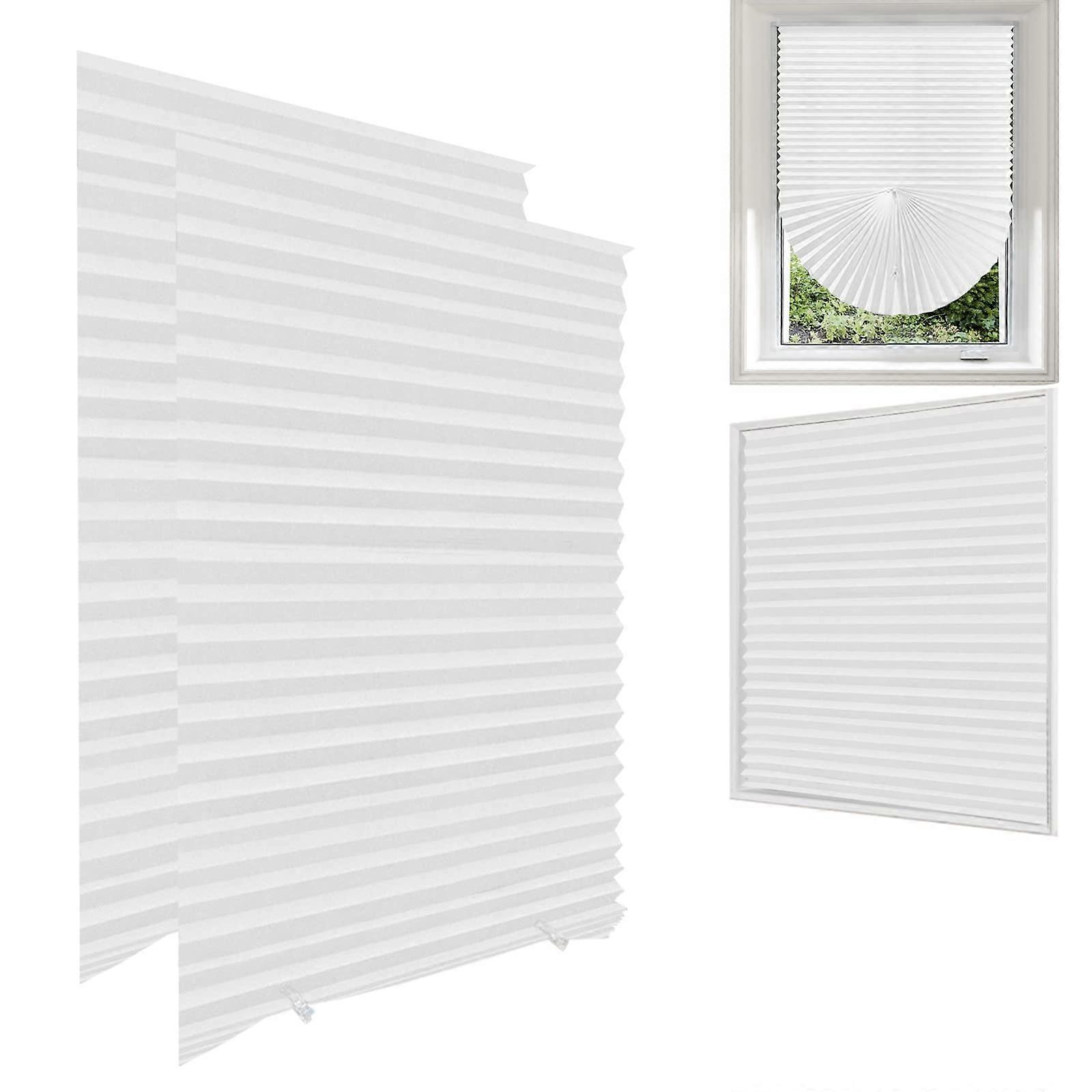 2Pack No Drill Blinds, Stick on for Windows, Privacy Protection (60x150cm White)