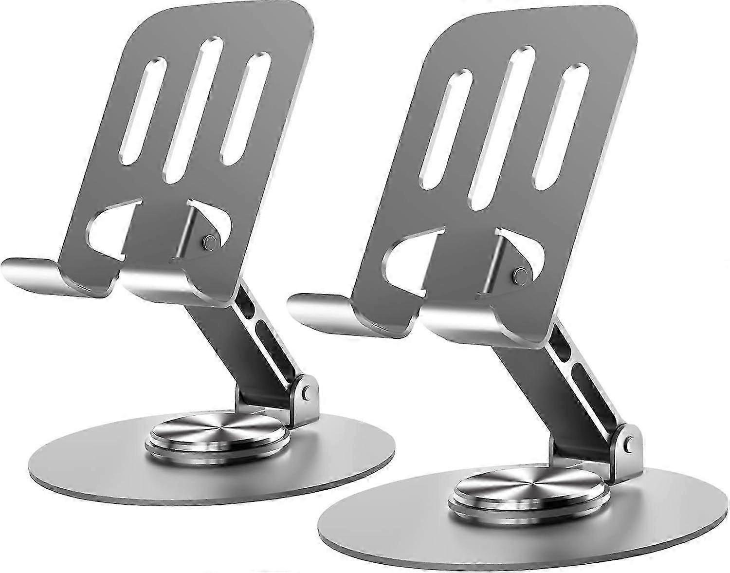 2 Pcs Universal Metal Cell Phone Stand, Multi-angel Adjustable 360 Rotation Non-slip Metal Phone Stand Compatible With Iphone 16 Pro Max And All Smart