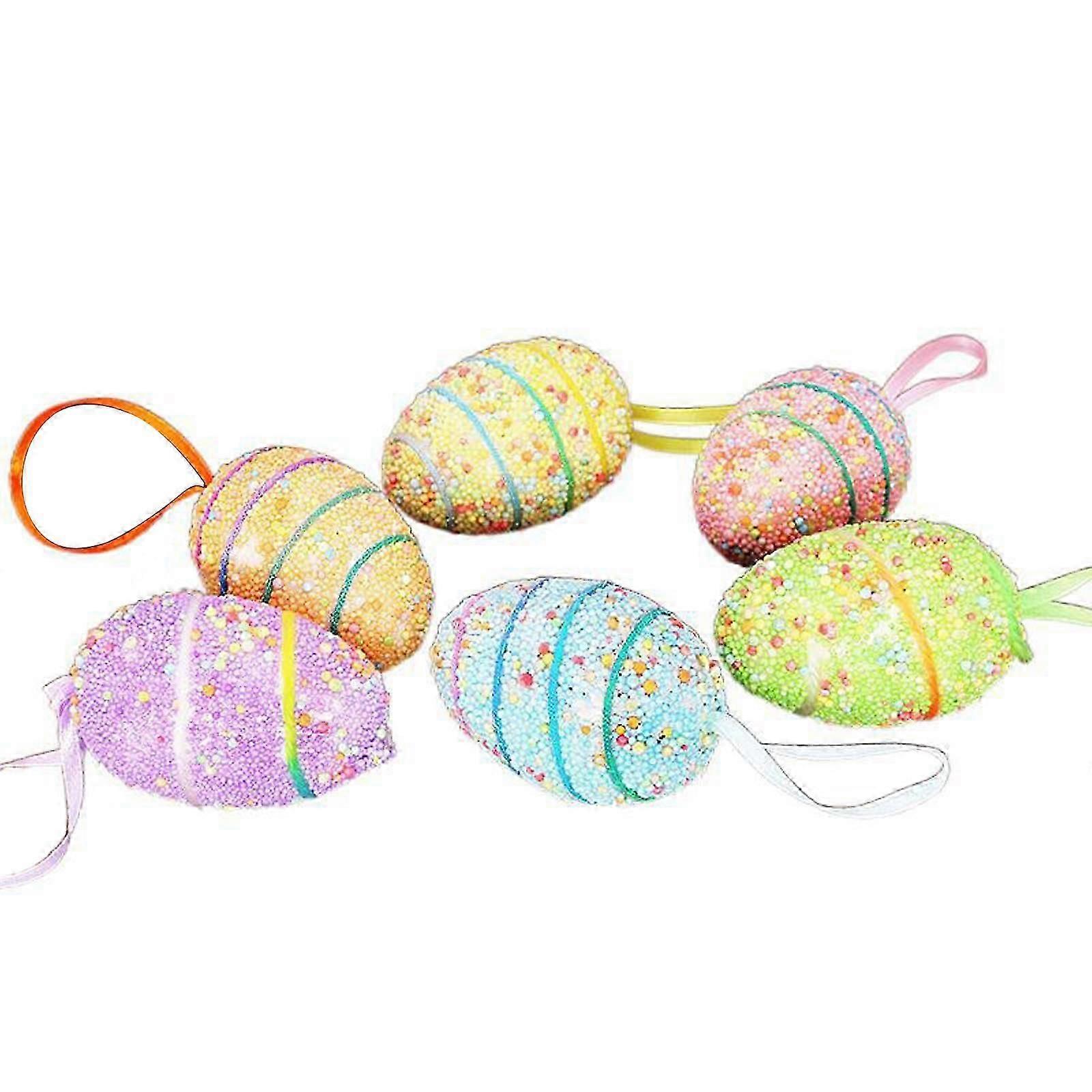 6Pcs Easter Colorful Eggs DIY Party Decorative Crafts Art Ornament Supplies for