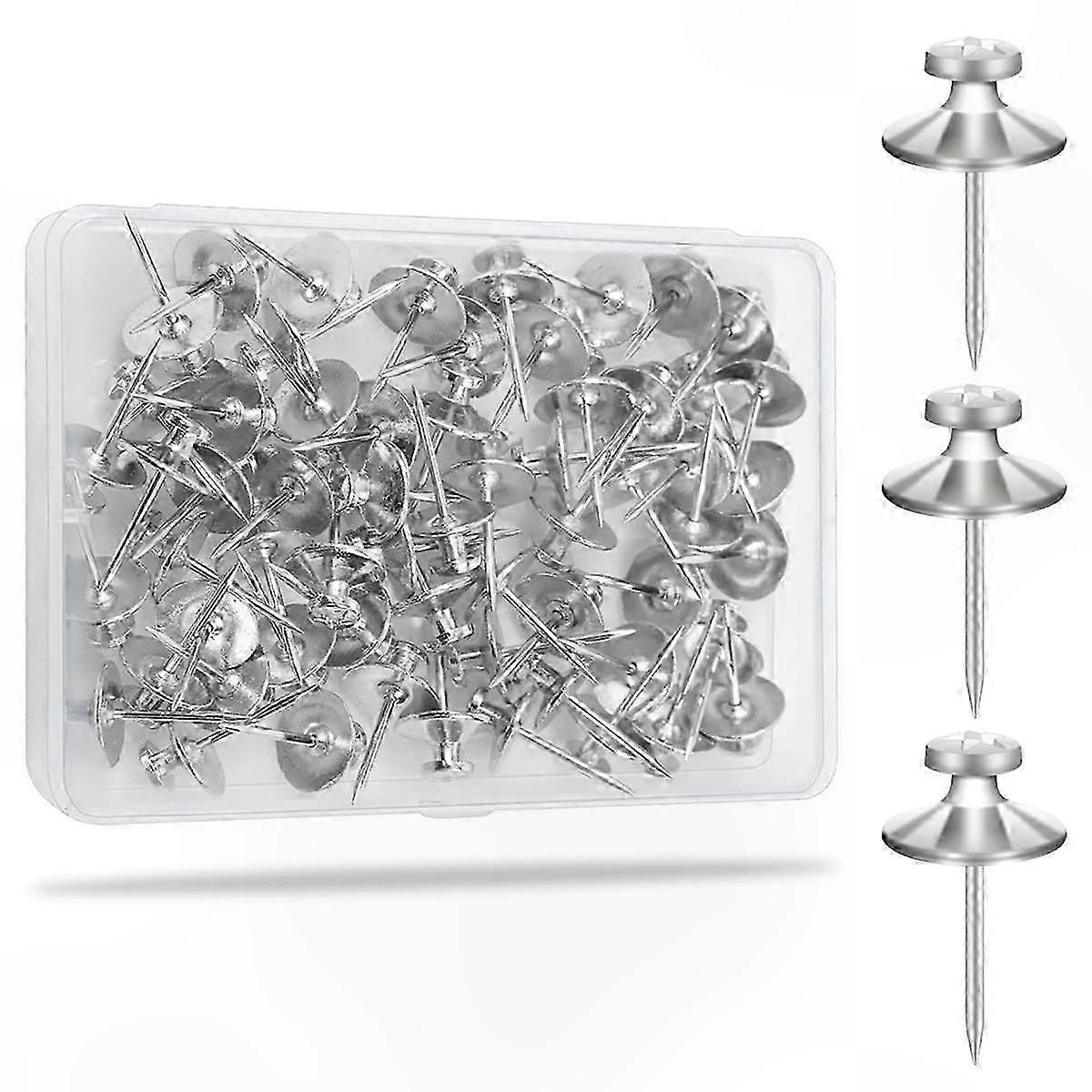 Double Headed Nails for Picture Hanging, 60 Pcs Wall Hangers with Thumb Tacks for Easy Mounting