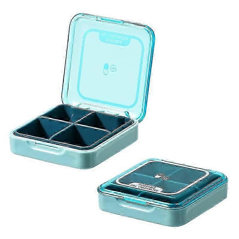 Small Pill Box, BPA Free Pill Case with 4 Large Compartmensts to Hold Vitamins, Moistureproof Portable Pill Box