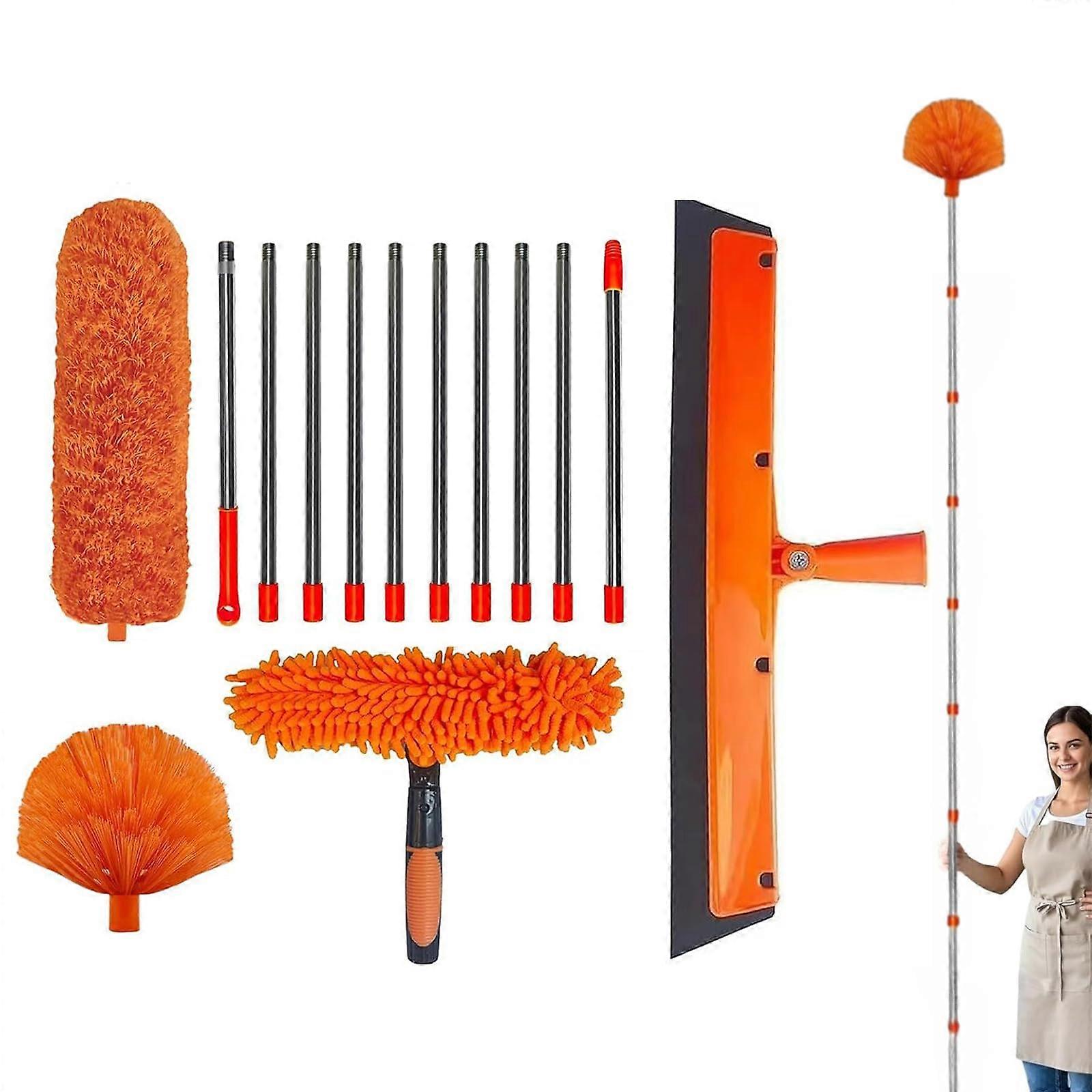 6m  Range Dust Removal Kit with 1.54.9m Extension Pole Spider Web Duster with Telescopic Pole for Ceiling Fan, Windows, Walls and Lampshades
