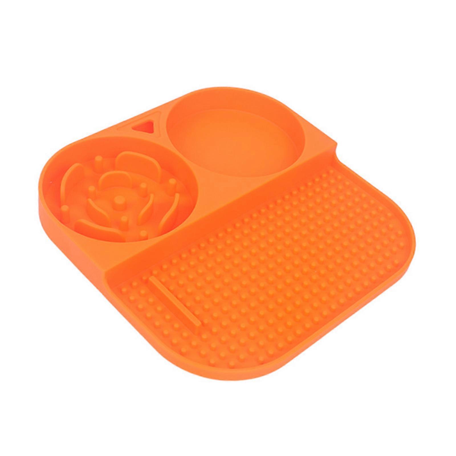 Pet Slow Feedin Bowl Silicone For Felines And Canines Slip Resistant Design Simple To Maintain Promotes Better Digestion orange color