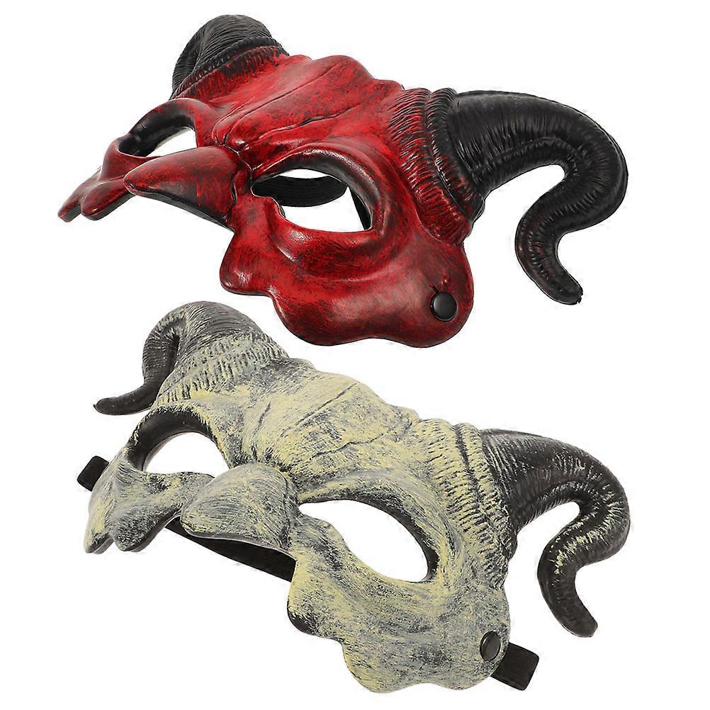 Mask Halloween Half Face Mask with Horns for Party Use