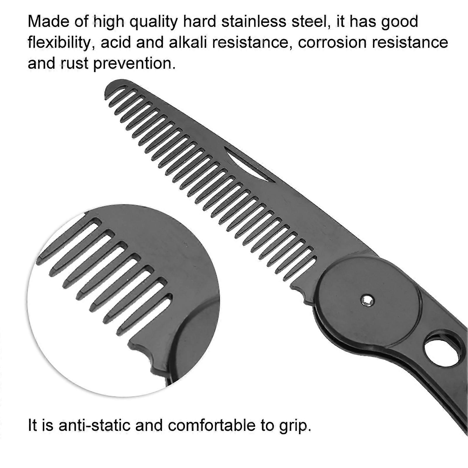 Stainless Steel Folding Beard Comb 16x2.5x1cm with Bottle Opener
