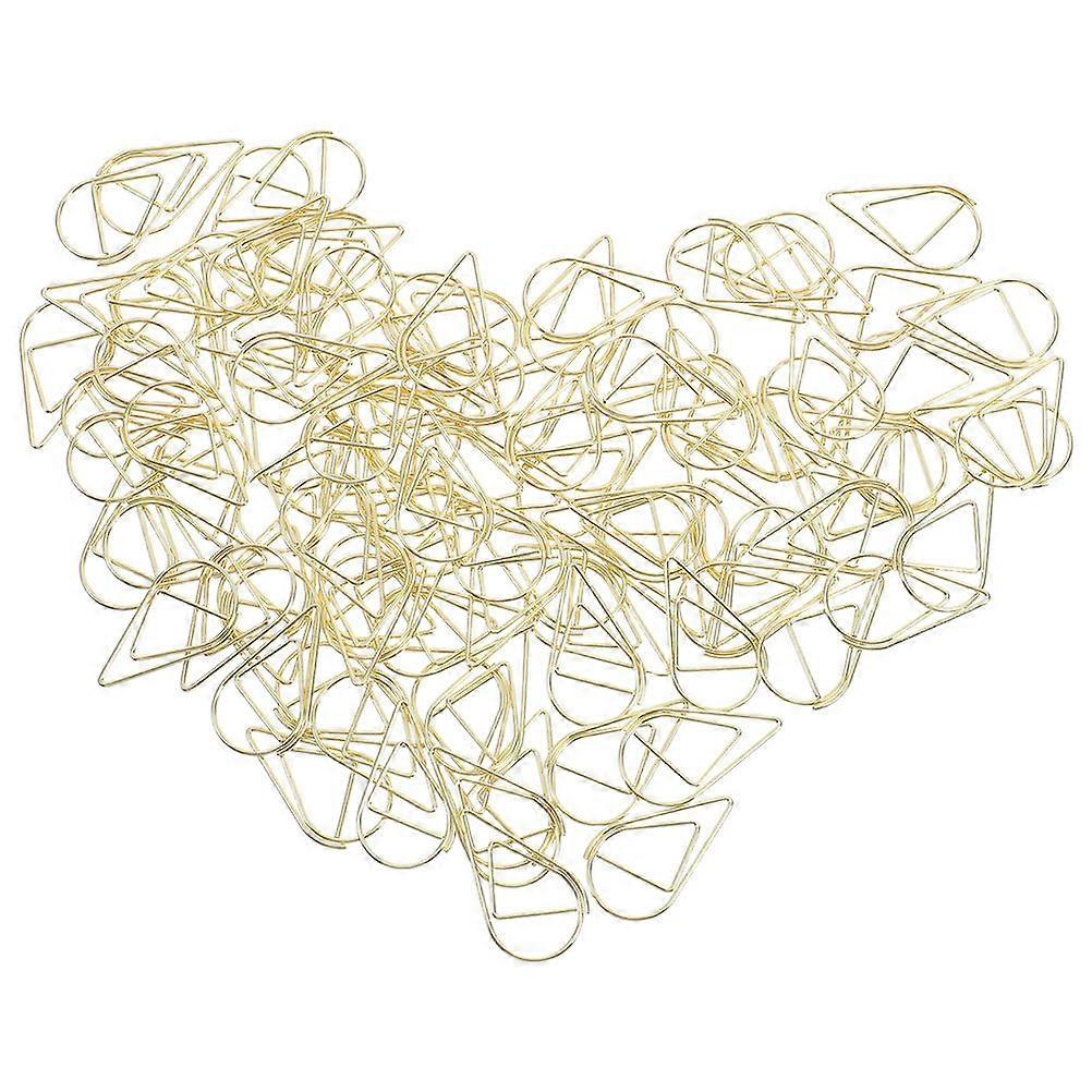 200pcs Golden Metal Waterdrop Paper Clips, Smooth Finish Decorative Office Clips for Documents and Photos Organization