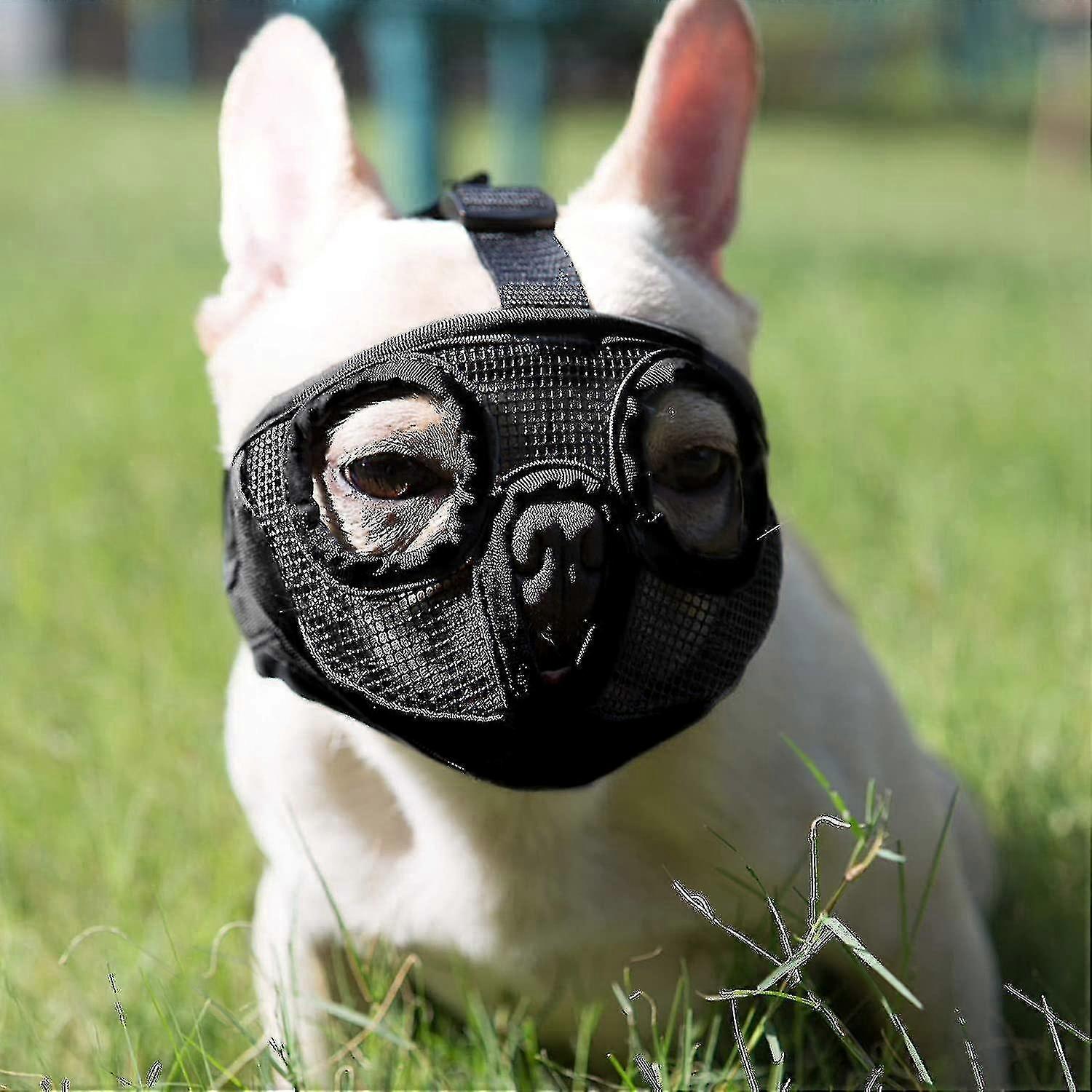 Breathable Mesh Dog Muzzle - Adjustable Fit for Bulldogs - Comfortable and Secure Design