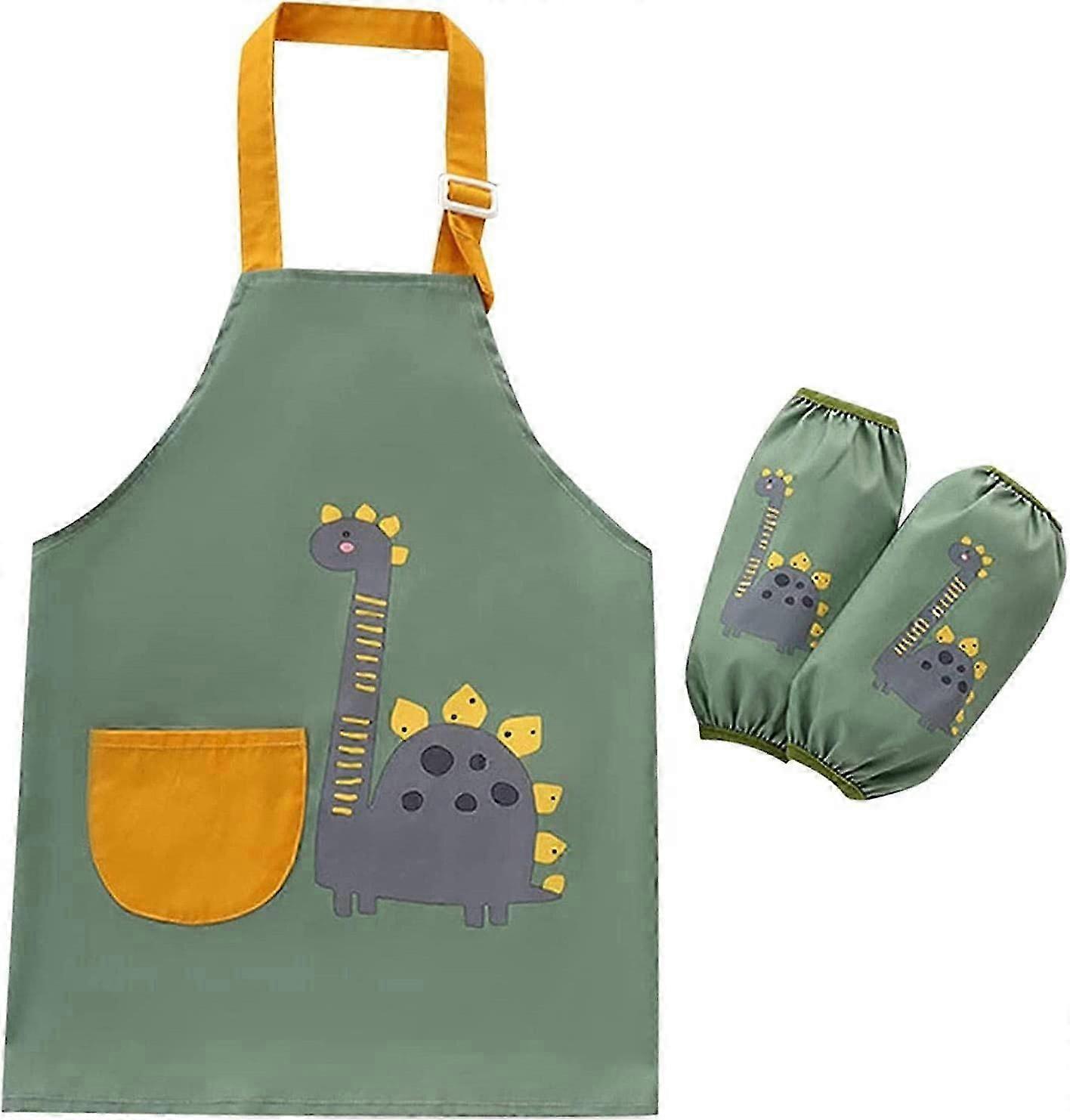 Kids Dinosaurs Apron Animal Pattern Painting Apron With Sleevelet compatible with Cooking