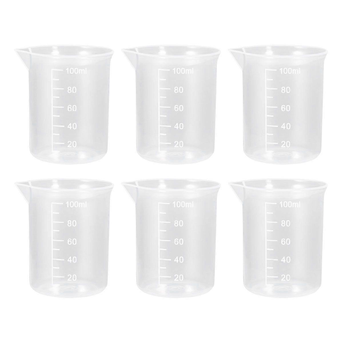 UEETEK 6pcs 100mL PP Plastic Measuring Cups Graduation Beakers Measuring Cups Liquid Container