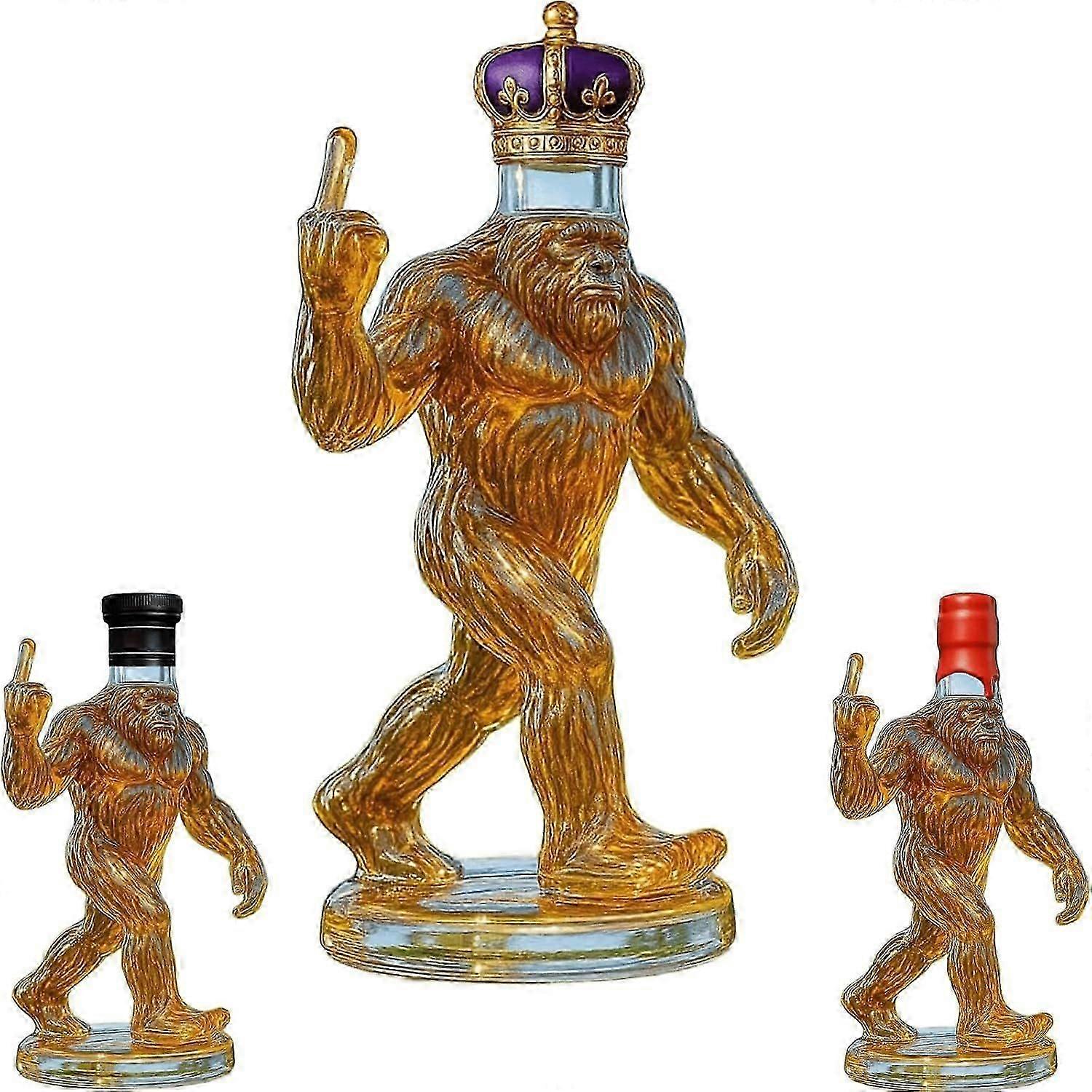 Bigfoot Whiskey Bottle Engraved Sasquatch-Shaped Glass Decanter for Whiskey Wine Rustic Bar Lodge Cabin Decor