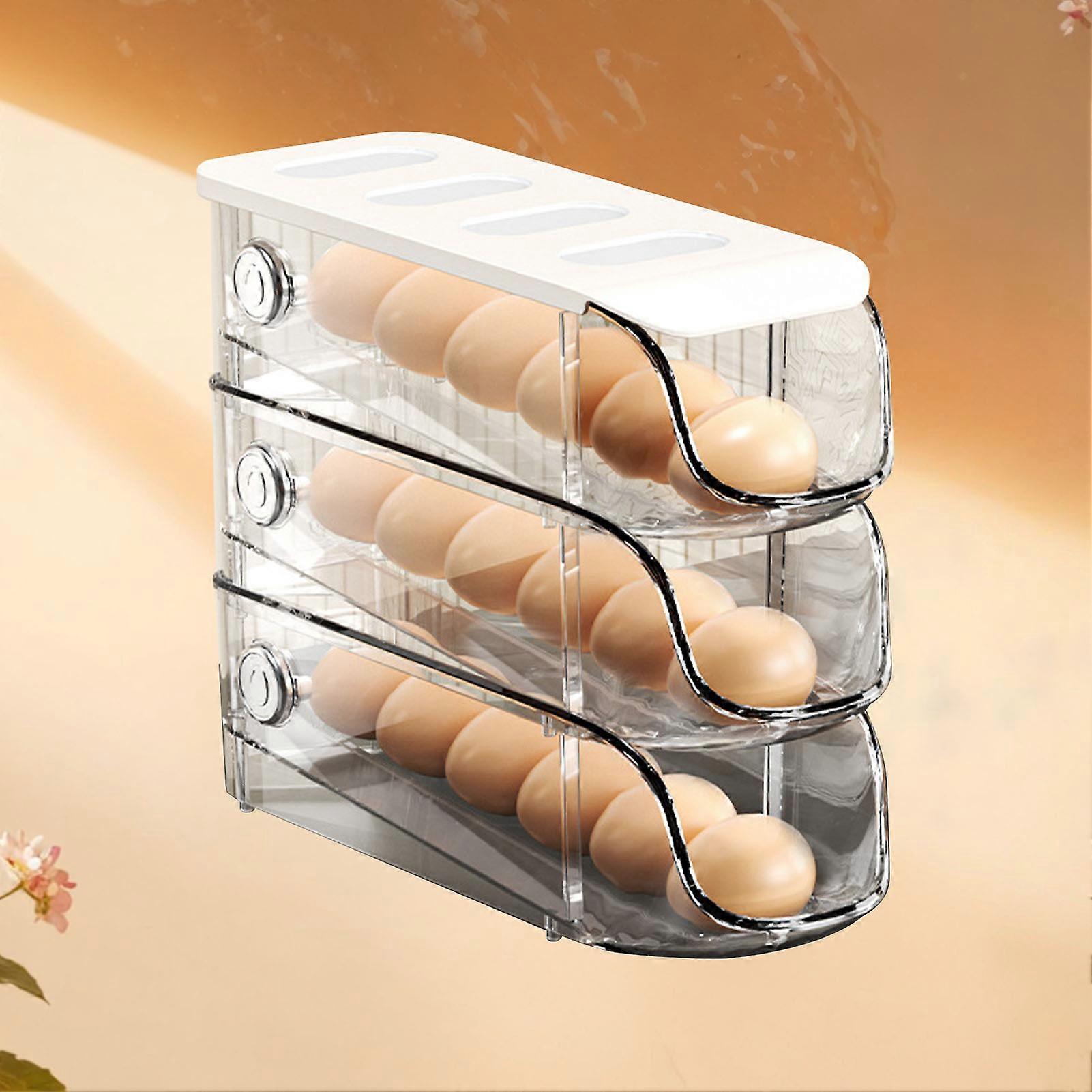 3PCS Stackable White Plastic Egg Container 26x22.5x9.3cm for Fridge