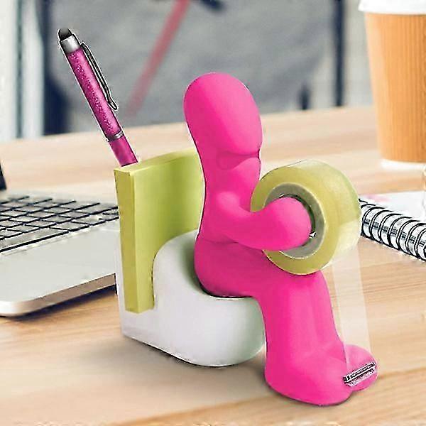 Pink - Office Supplies - Funny Tape Dispenser - Fun and Cool Desk Accessory with 10 Colorful Paper Clips + 1 Roll of Tape