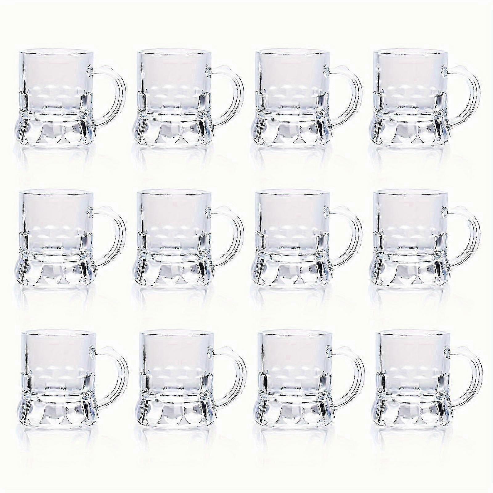 Clear 12PCS Mini Stein Glass Set with Handle for Beer and Shots
