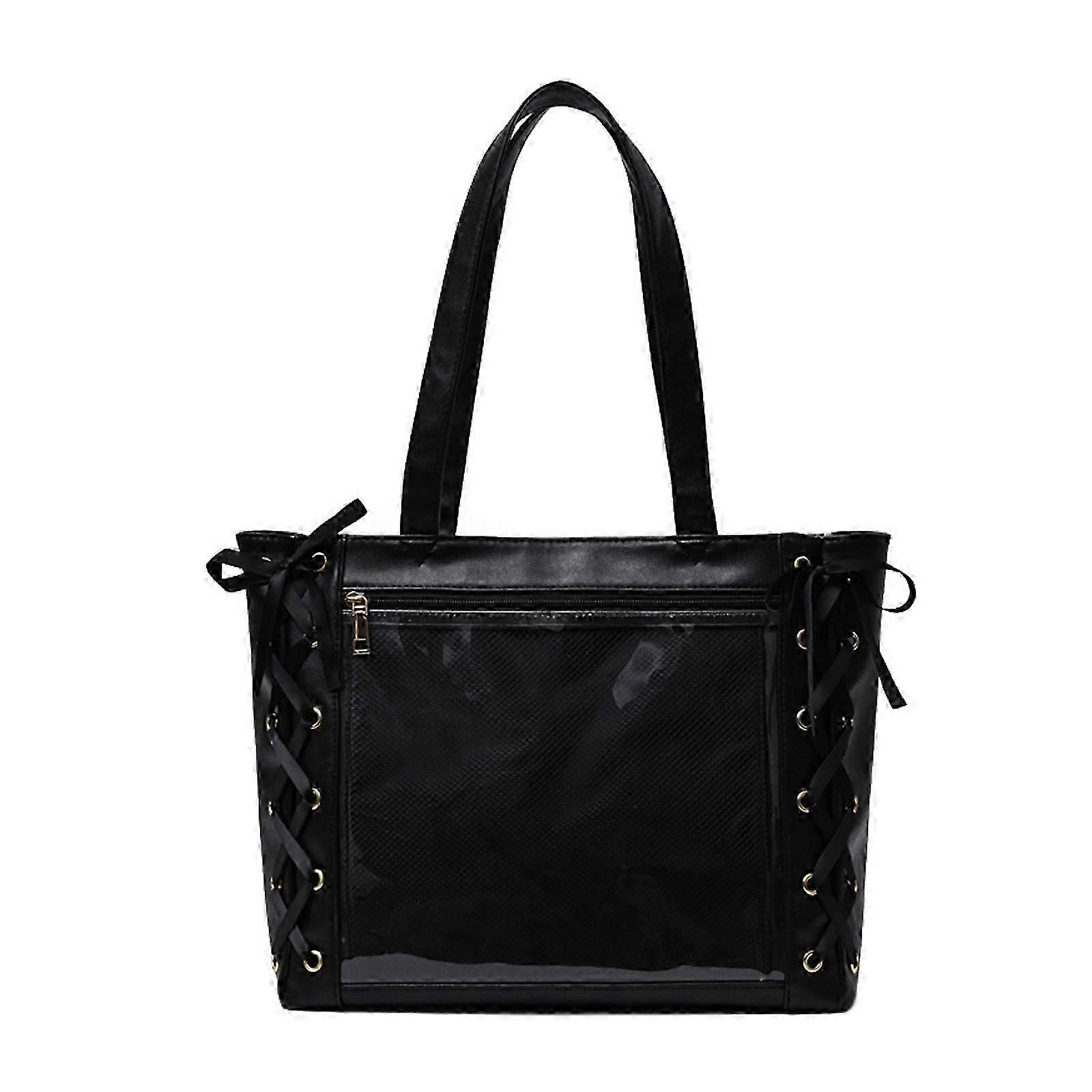 Stylish PU Ribbon Bag with Roomy Compartment for Cosmetics, Stationery & Electronics in Blue