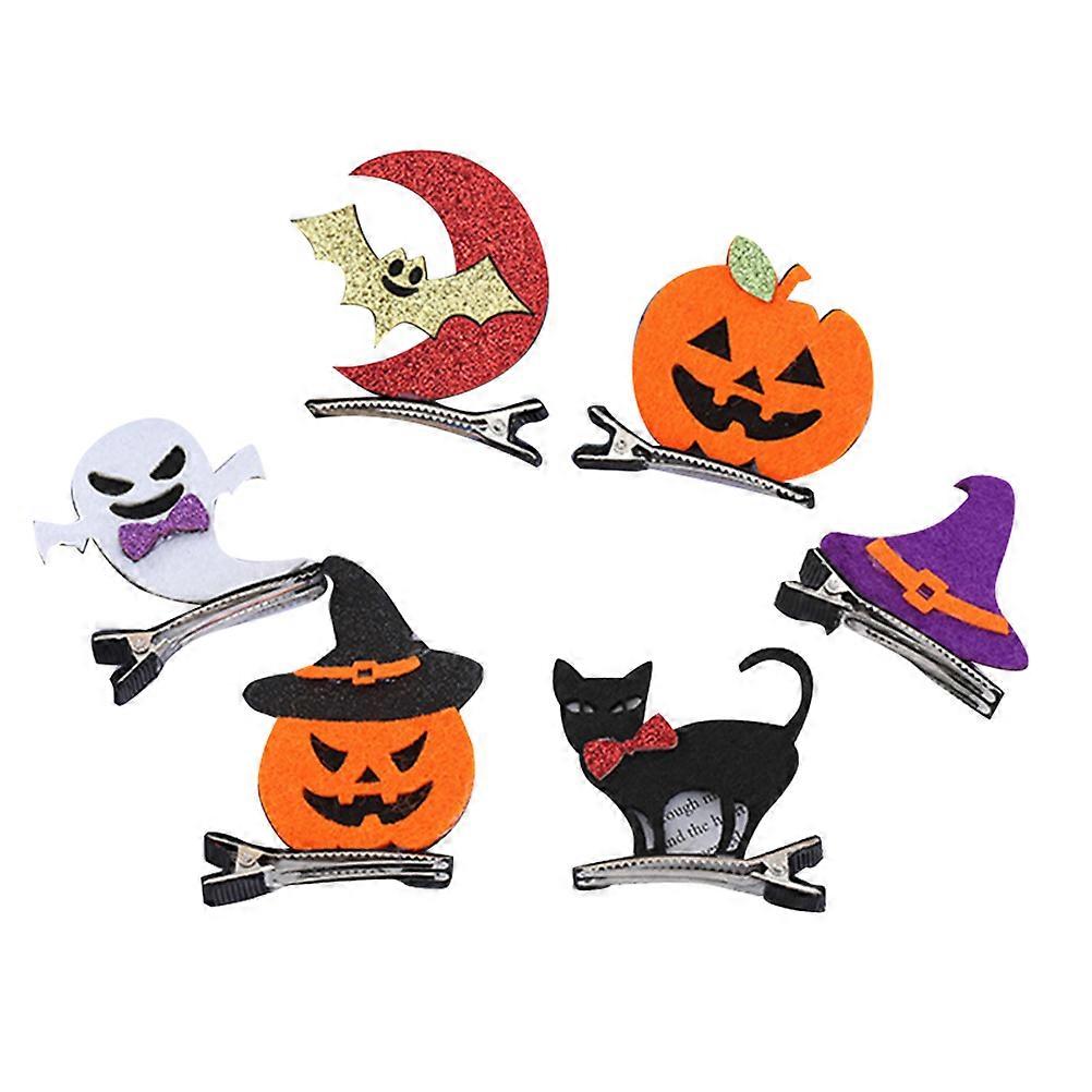 6Pcs Cartoon Design Halloween Hair Clips For Children Assorted Color Festive Occasions 6X6Cm