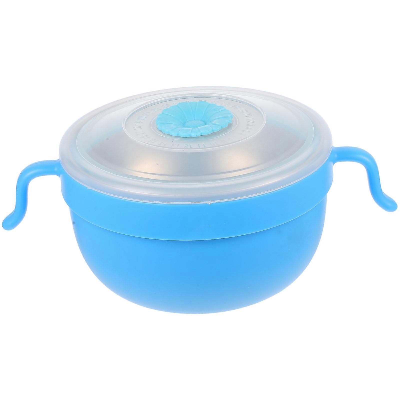 Blue Suction Bowl for Baby with Lid Made of PP and Stainless Steel Great for Mealtime Practical Insulation 7 Inch