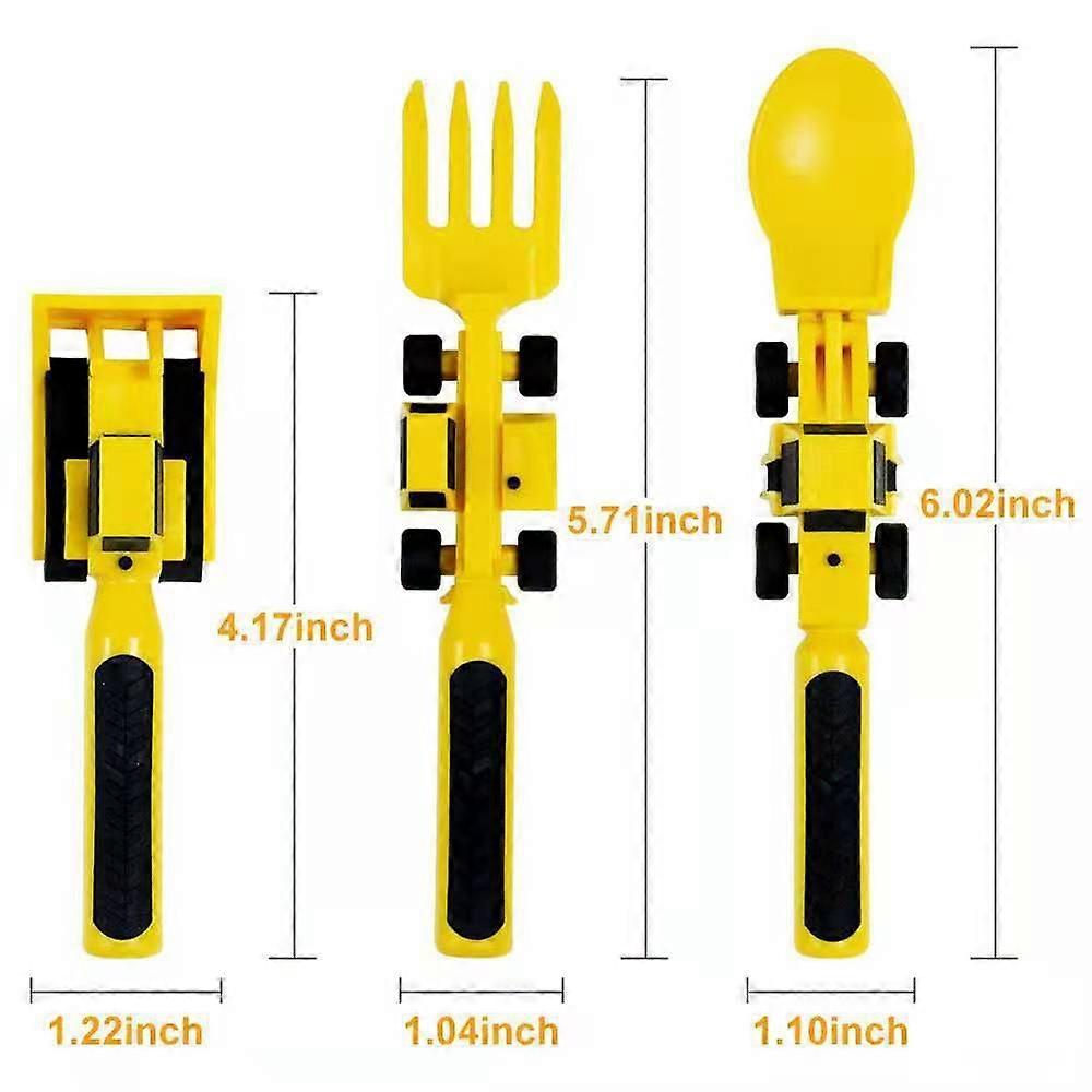Children's Creative Construction Theme Fork Spoon Excavator Bulldozer Children's Toy Tableware