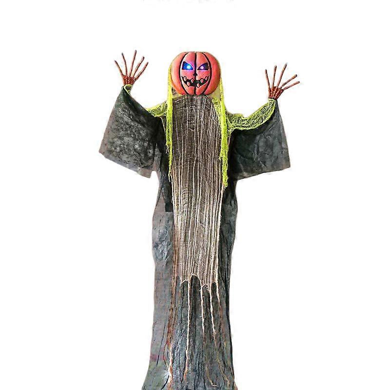Hanging pumpkin ghost decorations, large size, voice-activated, glowing and sounding to create a scary atmosphere