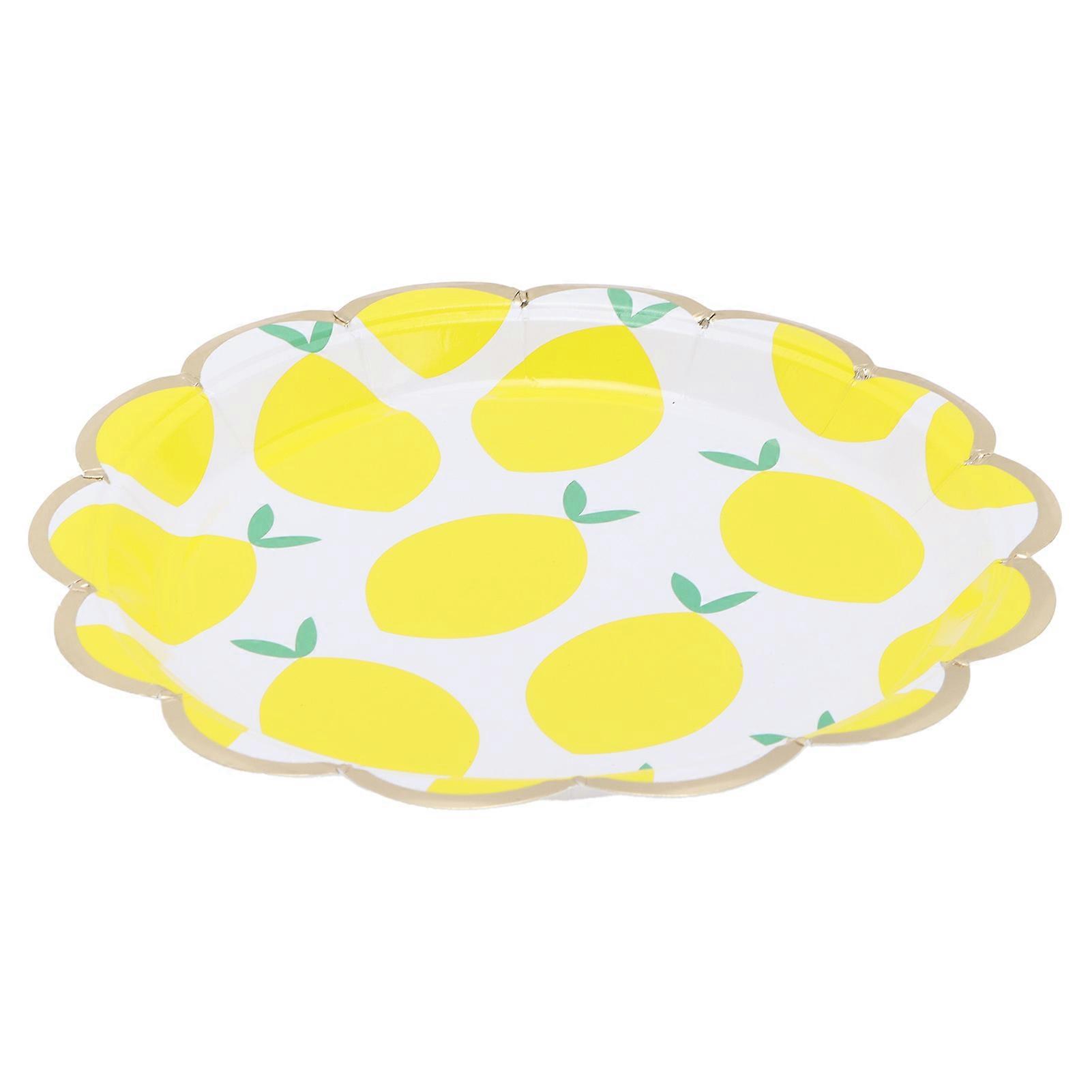10Pcs Lemon Pattern Birthday Paper Plates 17.5cm Disposable