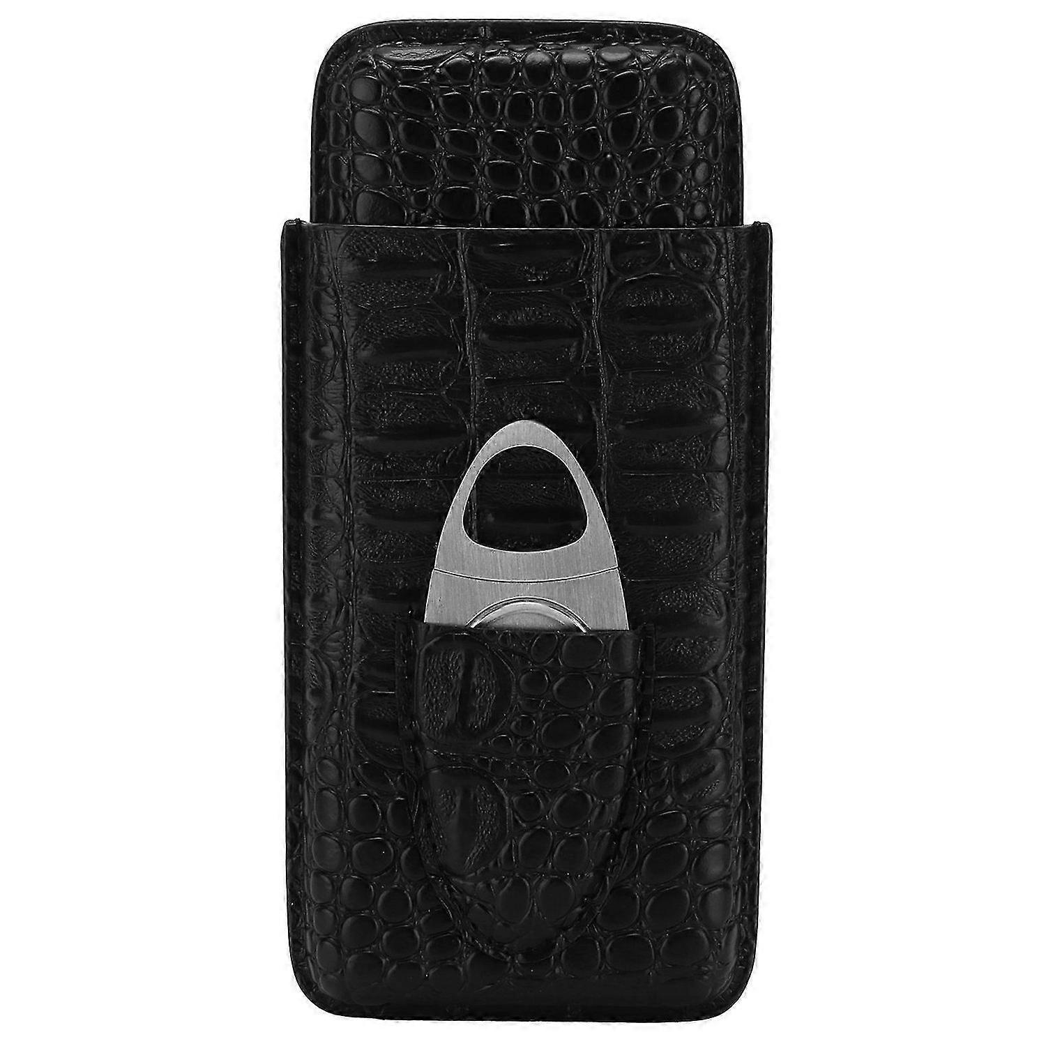 2025 أحدث طراز حالة سيجار محمولة أسود كبير السعة PU جلد Caiman