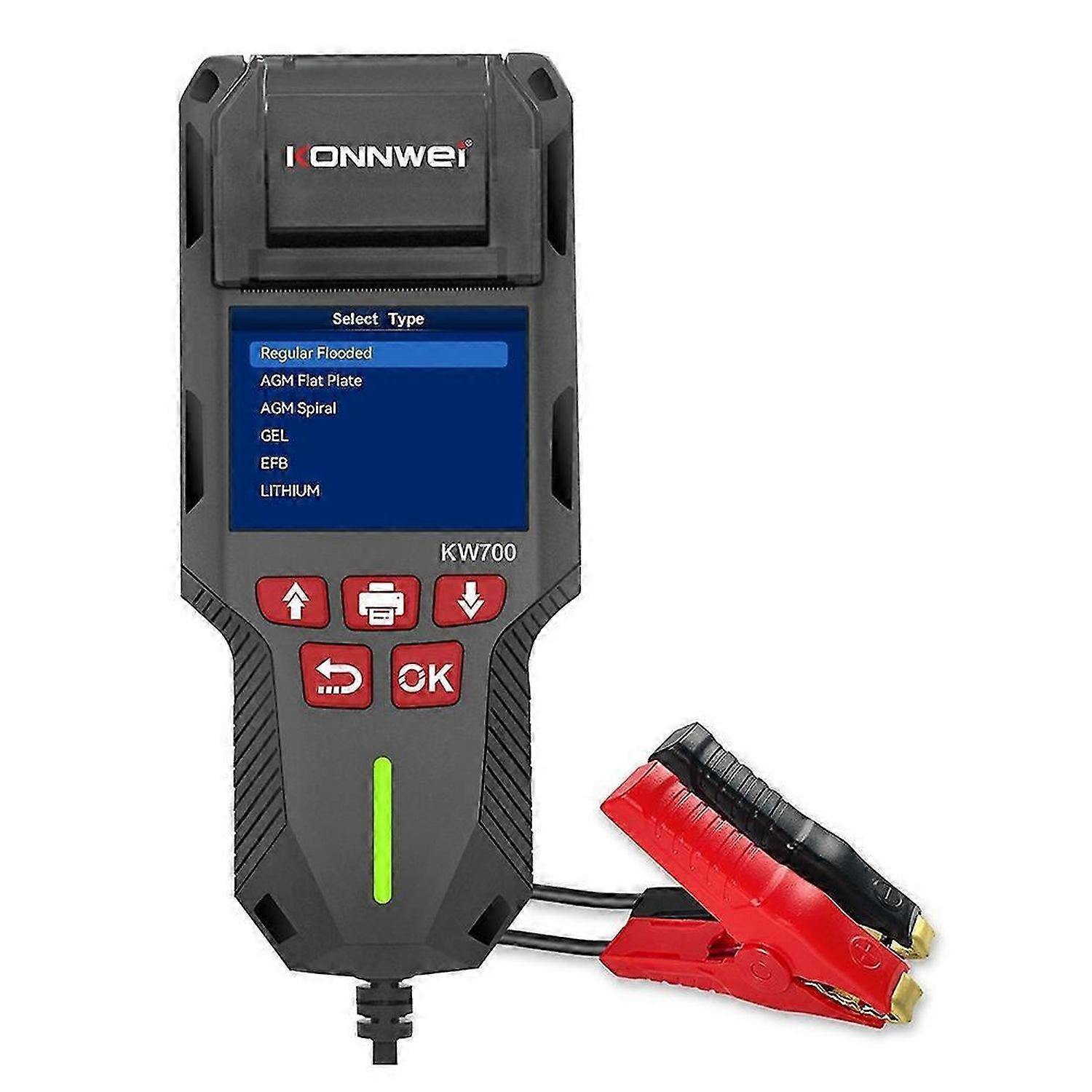 KONNWEI KW700 12V 24V Battery Tester 10-2000CCA with Printer Cranking Charging Test Tools Battery Test Diagnostic Tool