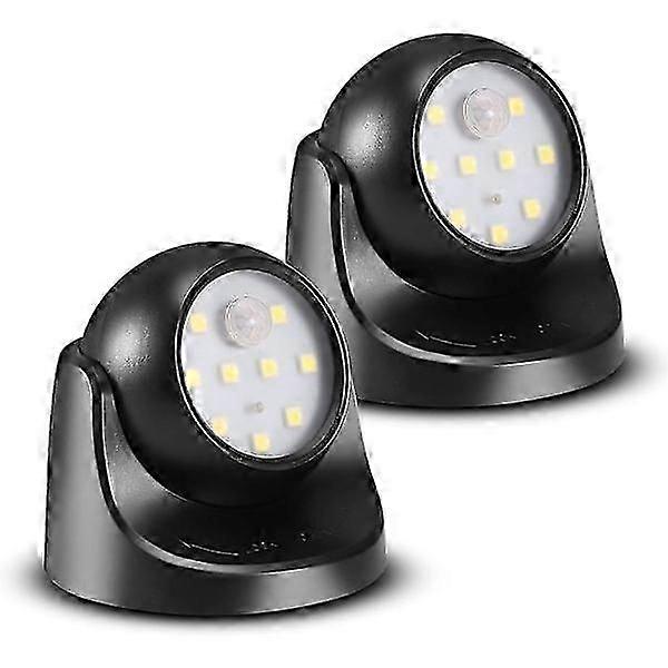 6000K waterproof wireless battery powered LED wall lamp with motion sensor - automatic on/off 2pcs, cool white
