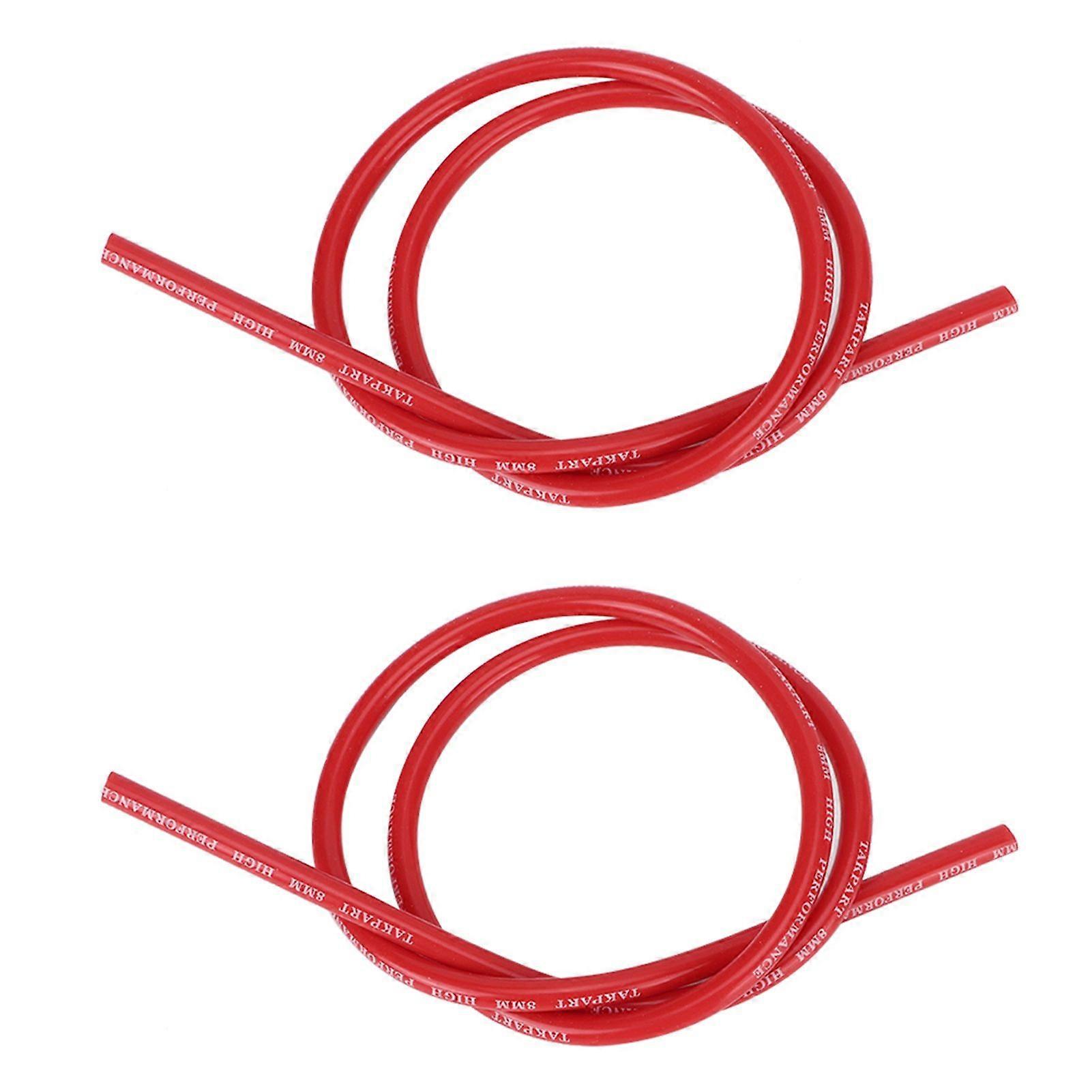 2 Pcs Ignition Wire 8mm Silicone Silicon Carbide Core Ignition Wire 1m LongRed