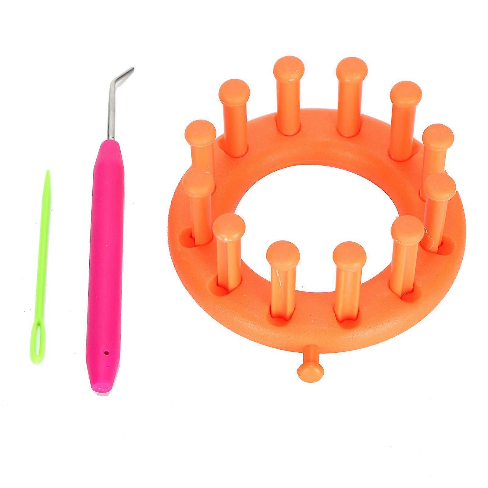 Round Plastic Knitting Loom Kit for Kids, Small Wool/Hat Weaving Machine with Hook/Needle