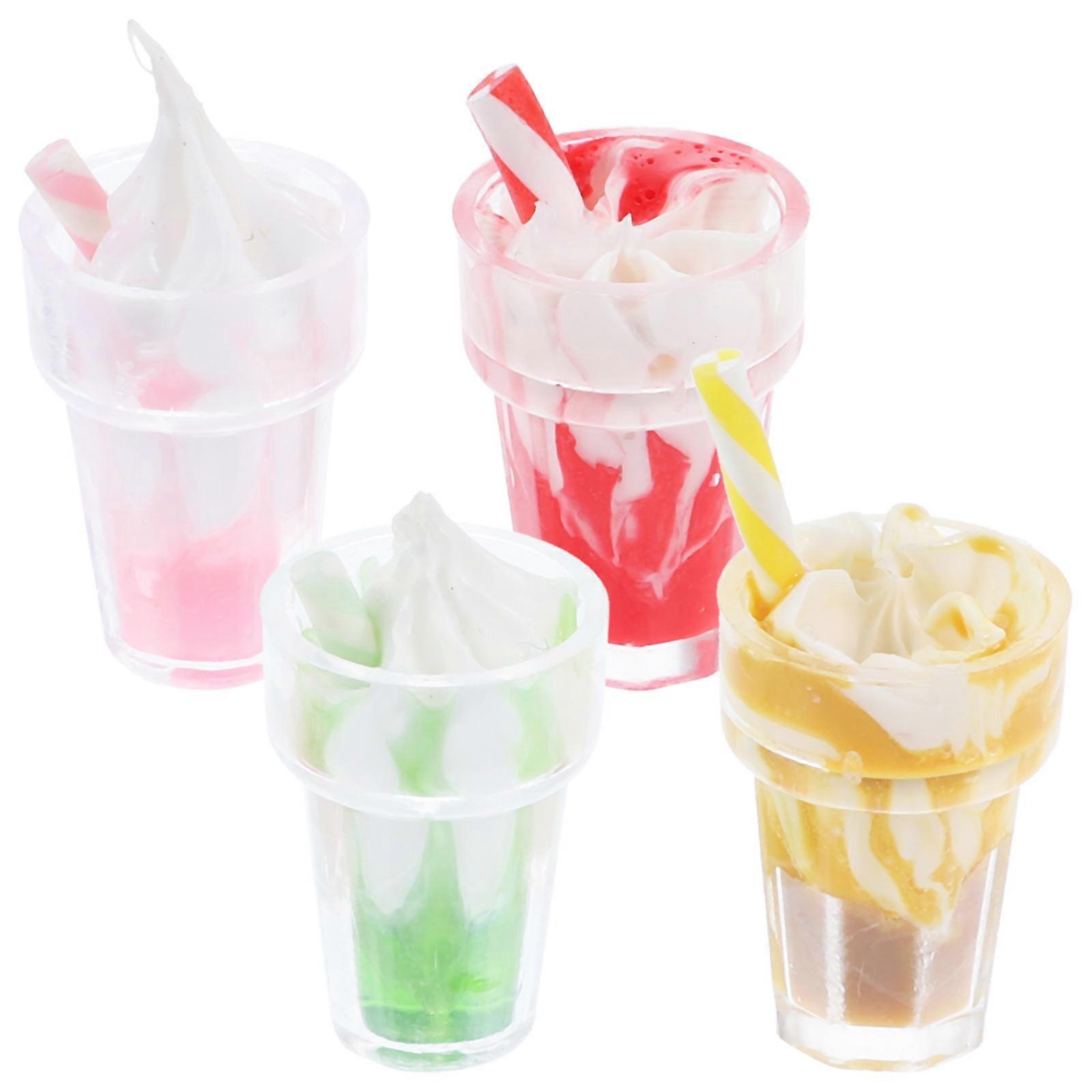 Miniature Ice Cream Doll House Accessories for Tiny Scene 4Pcs Assorted Color