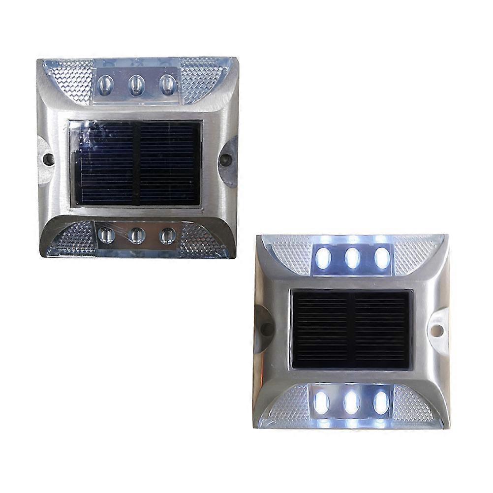 Solar Road Studs LED Dock Light for Warning Use Silver Waterproof