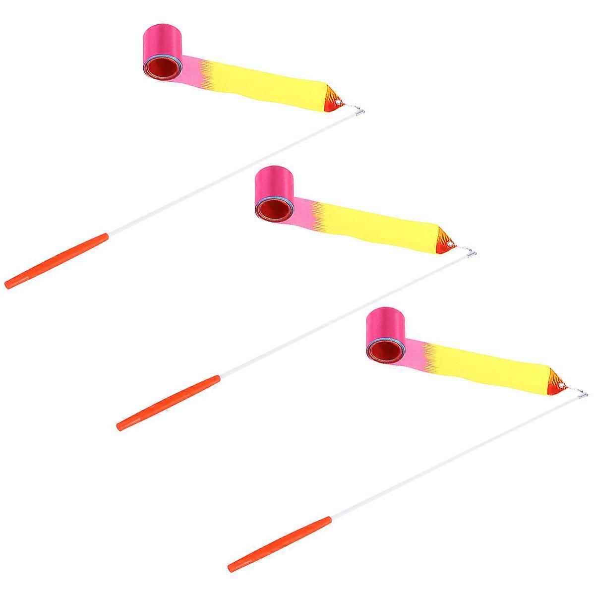 Colorful Gym Ribbon Art Streamers for Gymnastics 3Pcs 4 Meters