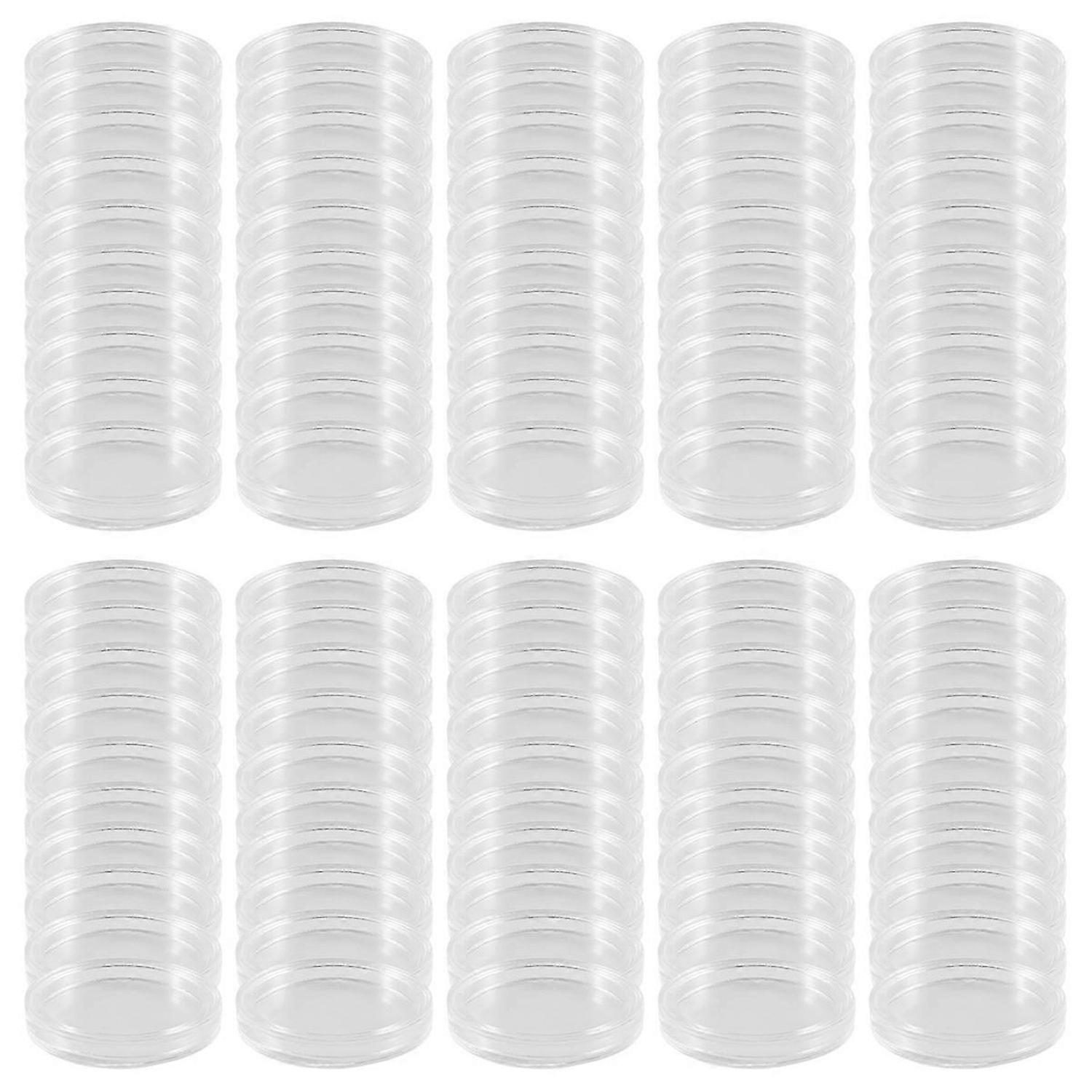 100 قطعة 21 مللي متر جولة شفاف البلاستيك عملة حامل كبسولات مربع تخزين واضح جولة عرض الحالات عملة