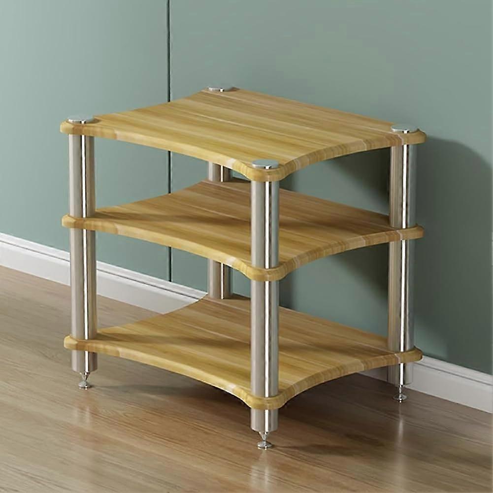 AV Media Stand, 3Tier Oak Color Media Storage Cabinet, Audio Rack For Record Player And TV Box