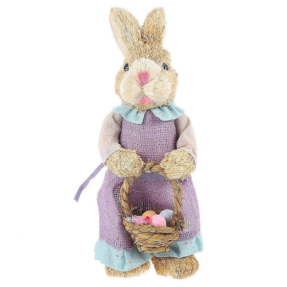 Rabbit Figurine Easter Festival Rabbit Shape Assorted Color Straw Foam Fabric for Restaurant Decor 1Pcs