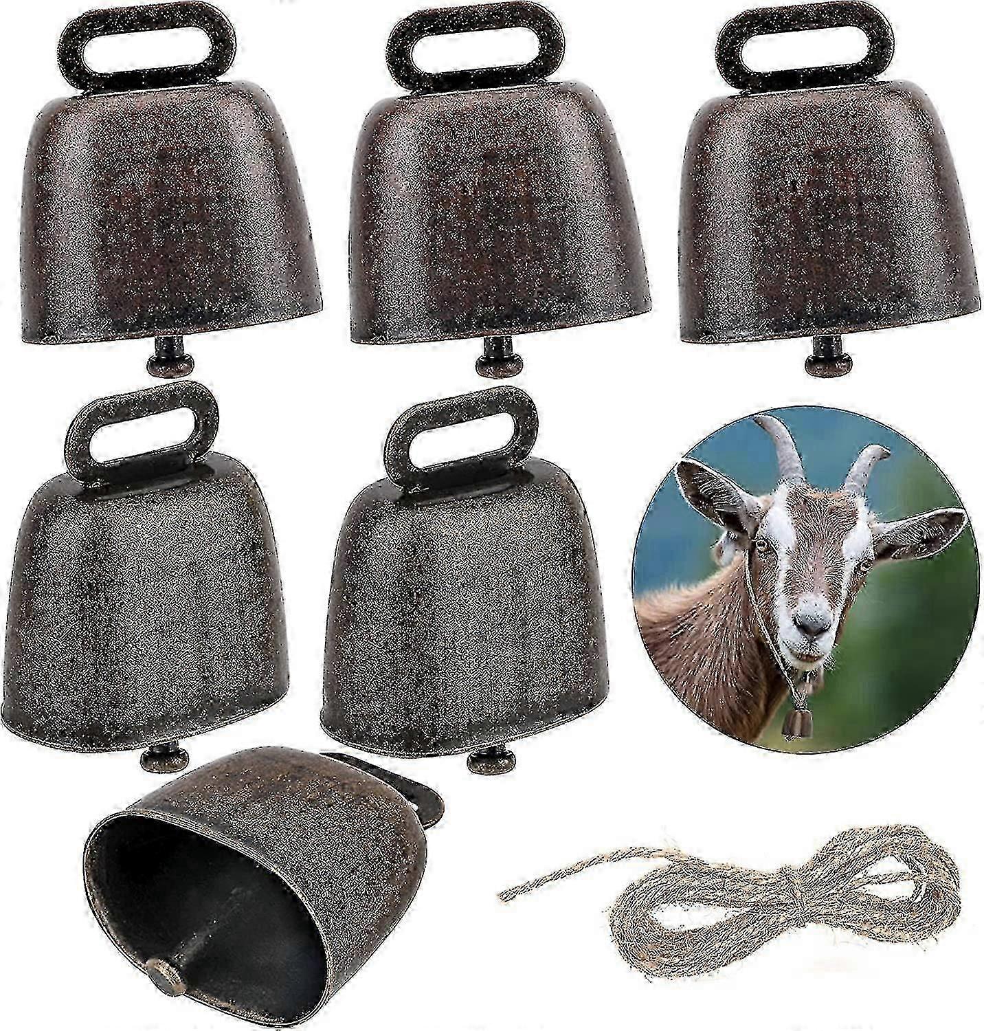 6 Piece Cow Bell, Sheep Cow Bells Pasture Bells, Copper Bells Cattle Bronze Bell, For Anti-theft Goat Animal Farm Accessories - JV