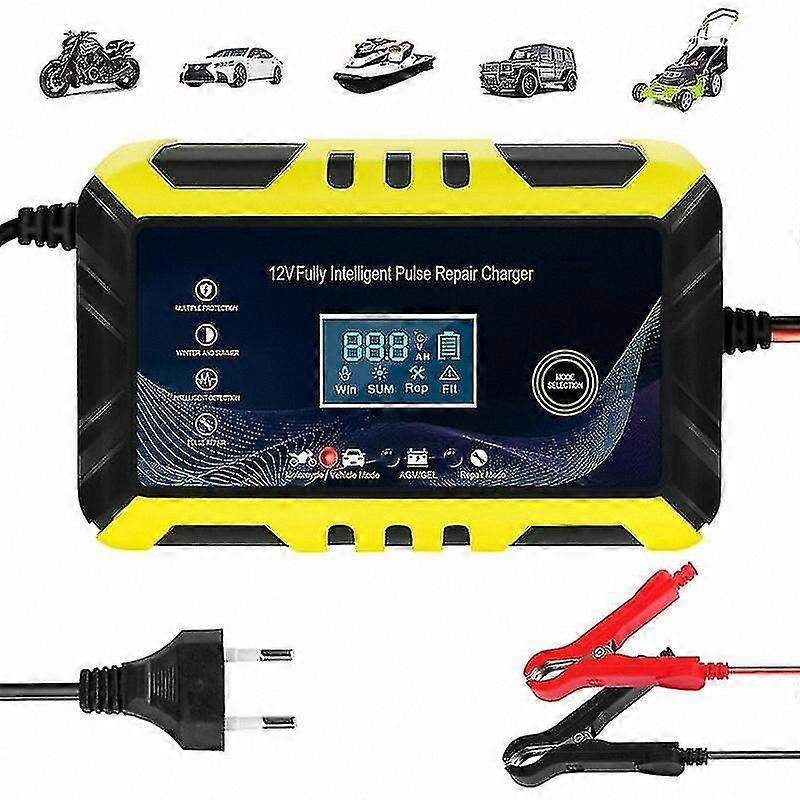 Smart 12V/6A Battery Charger with LCD Display, Compact and Durable Design for Automotive Use