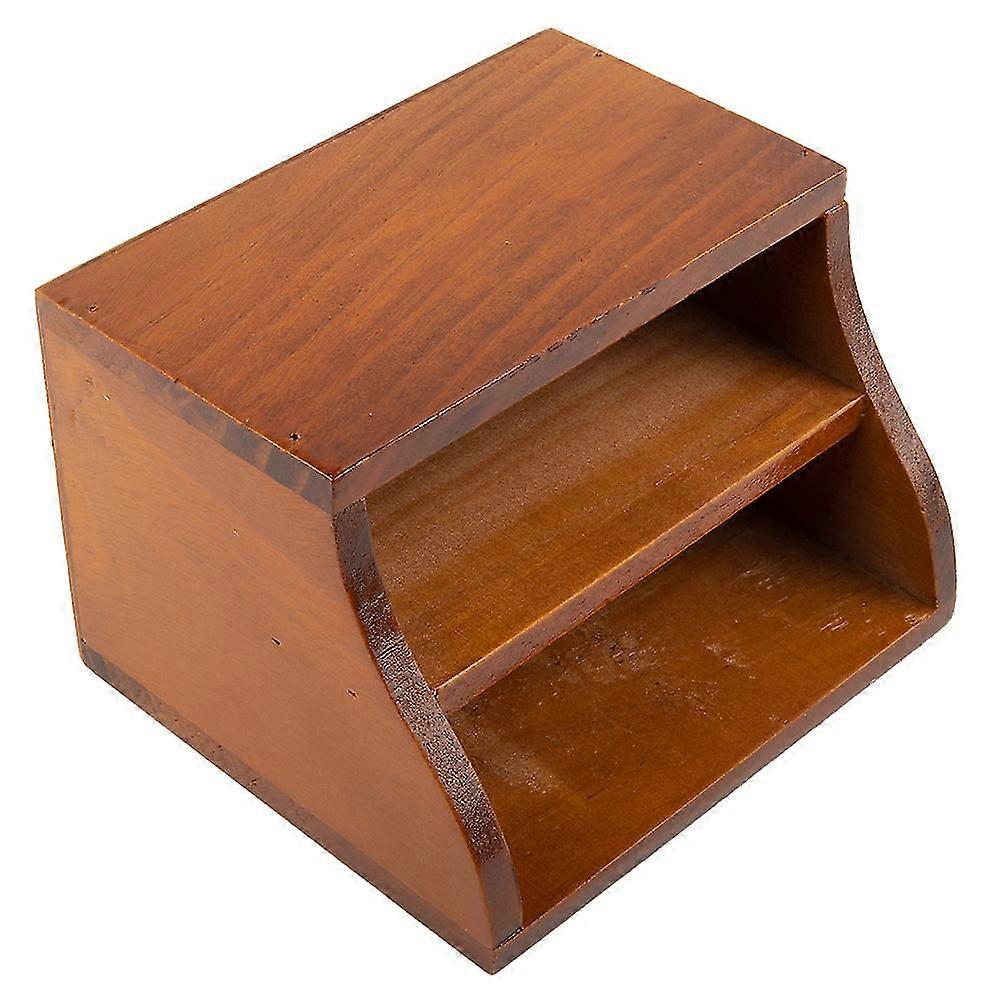 Desktop Organizer, Retro Wooden Storage Box for Remote Control, Phone, Pen Container