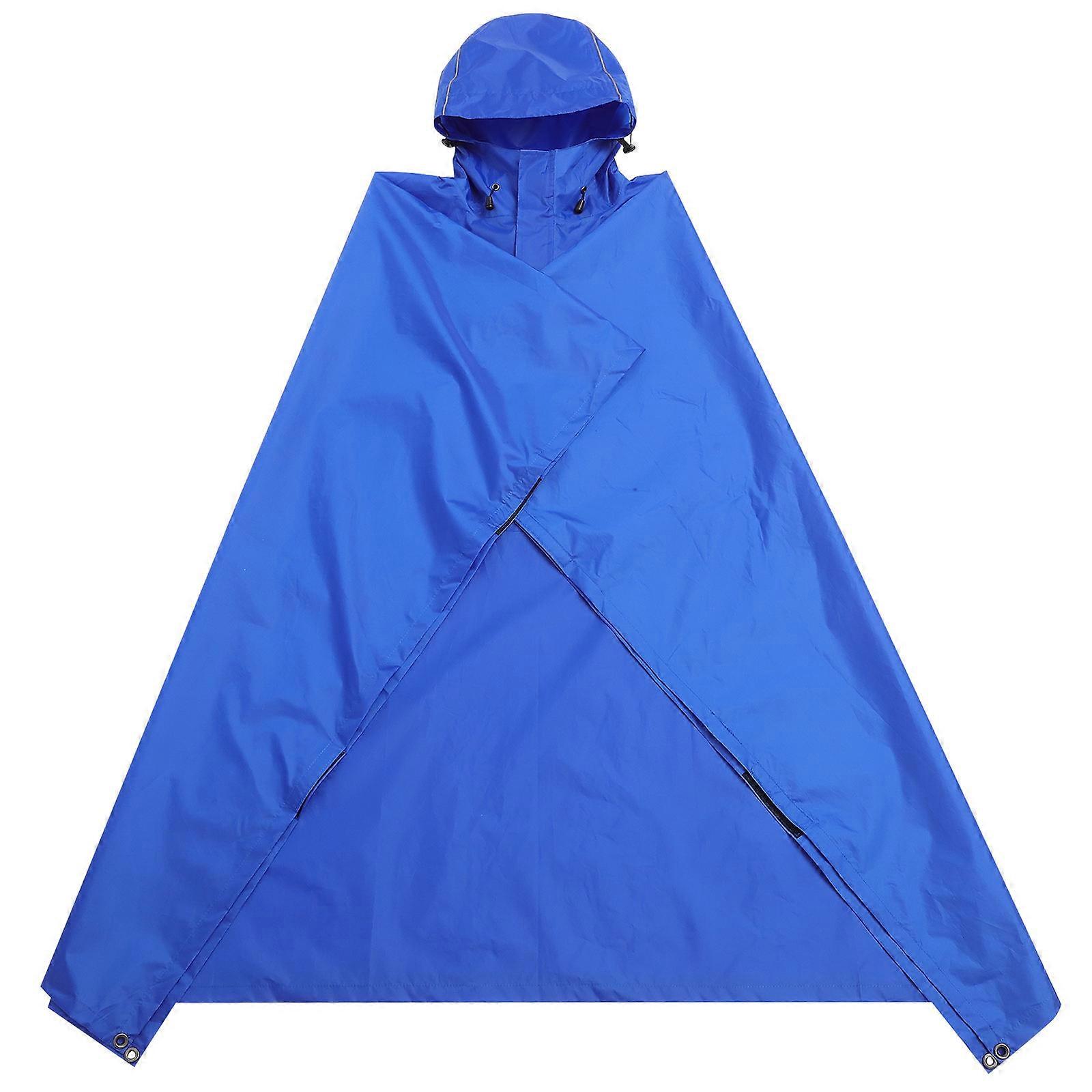 Rain Cover Portable Raincoat for Wearing Use Blue Hiking Poncho