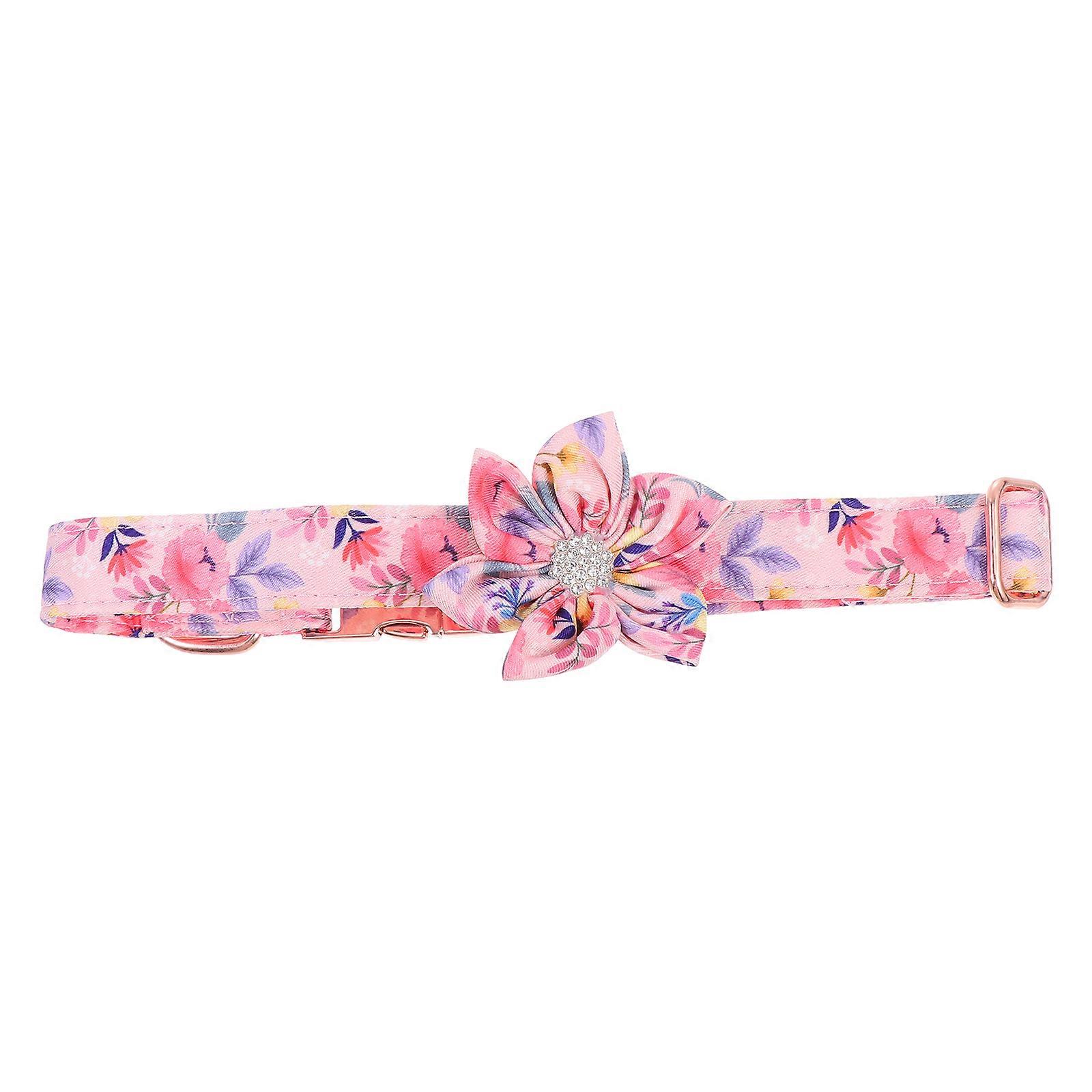 Pink Dog Collar with Daisy Pattern for Pet Use 1Pcs