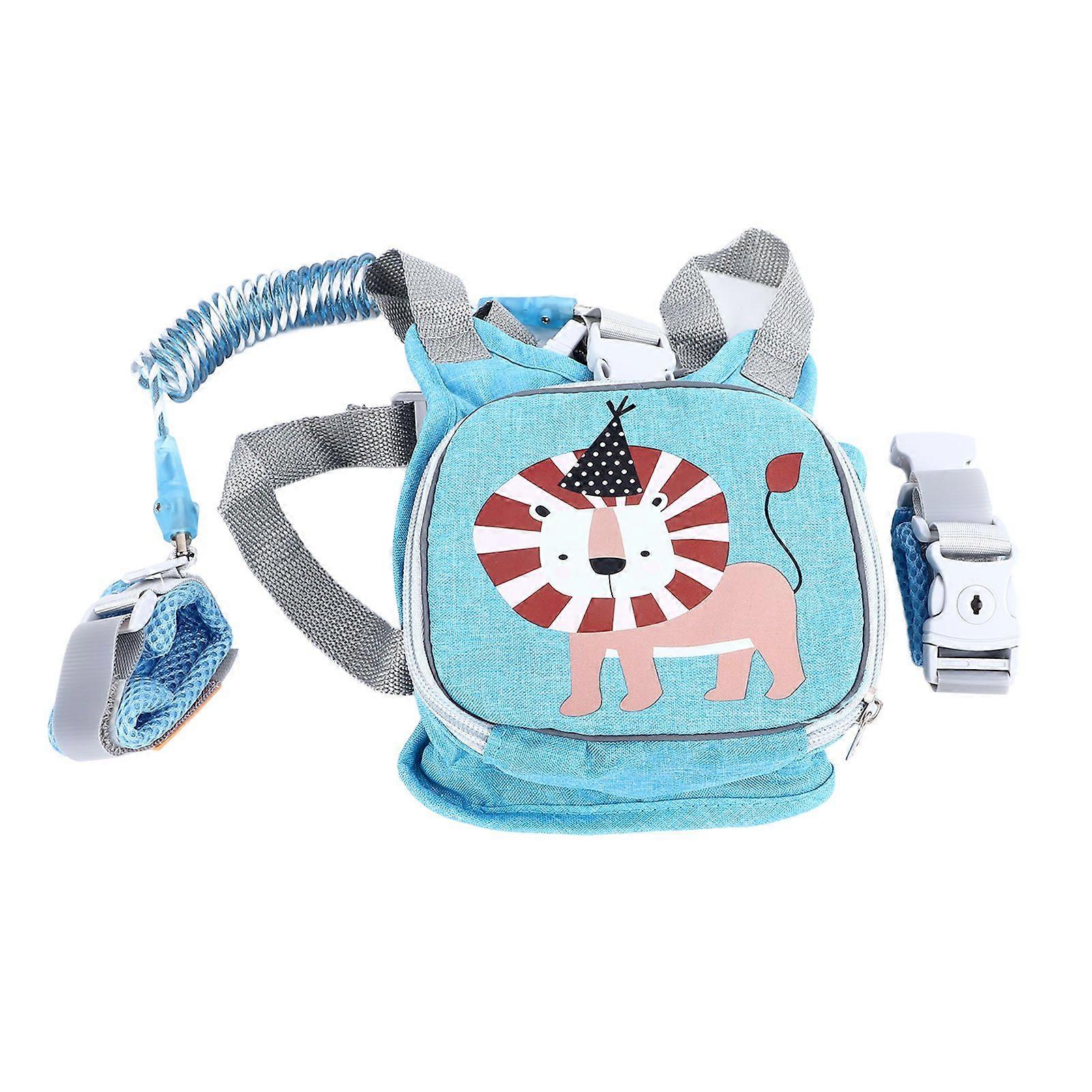 1.5m 2 in 1 Kids Backpack Safety Leash Prevent Lost Children Harness Wrist Link for Outdoor Use Blue
