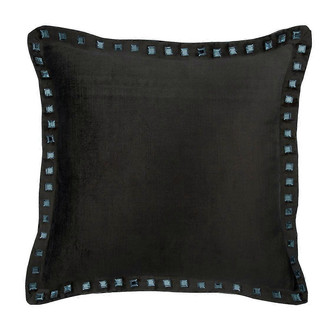 HomeCentric Pillow Cover, Charcoal, Crystals Sparkly, Pack of 2, 14x14 inch, Square Velvet Pillowcase, Compatible with Easter - Charcoal Crystal