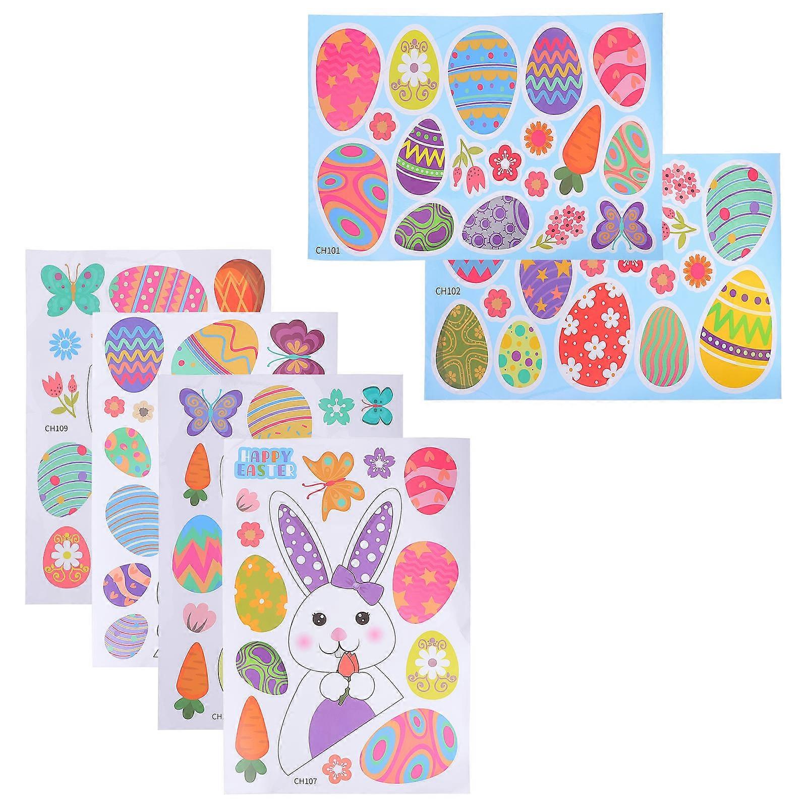 Decorative Easter PVC Sticker for Wall Use 6Pcs Assorted Colors